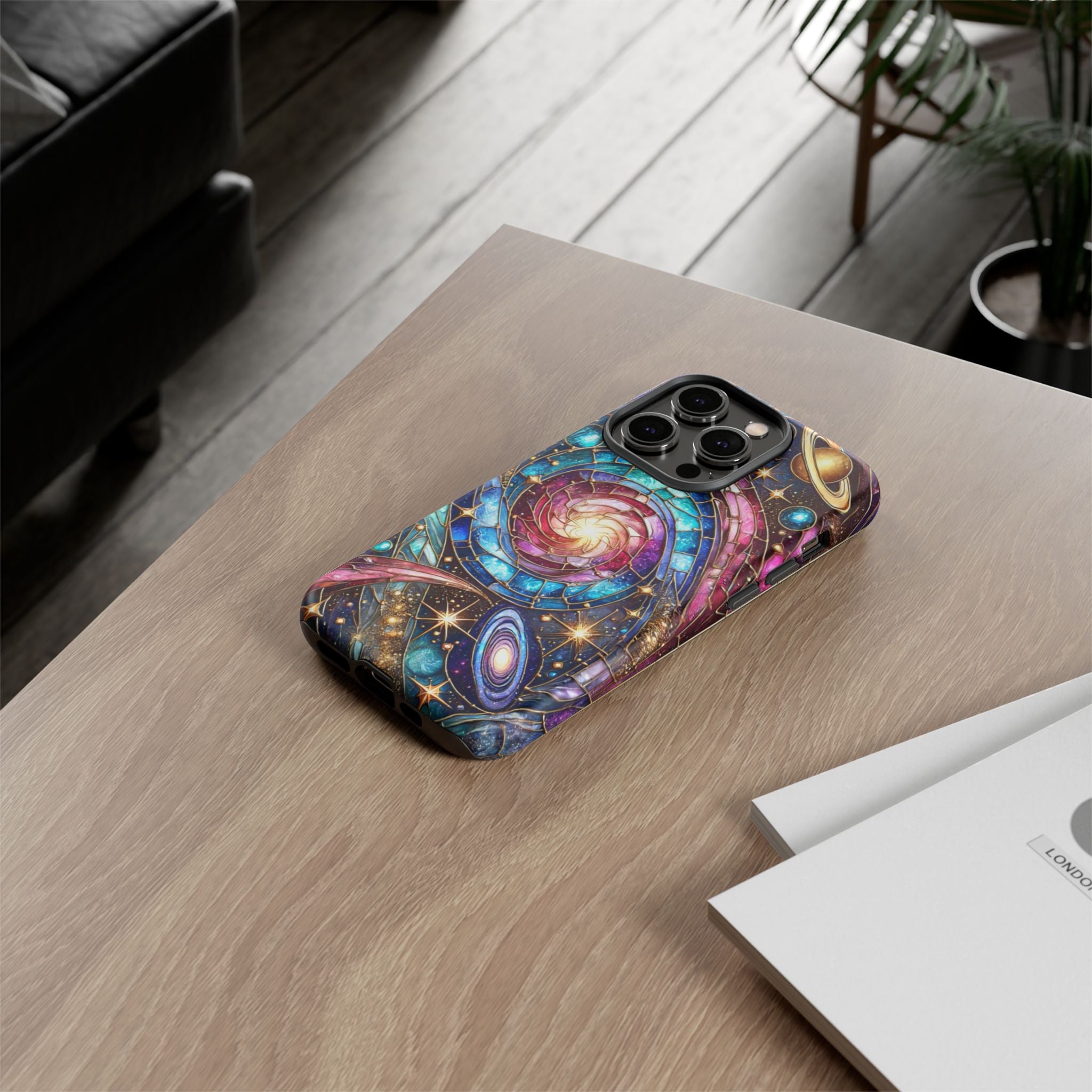 Galaxy Swirl Stained Glass Phone Case – Cosmic Celestial Cover