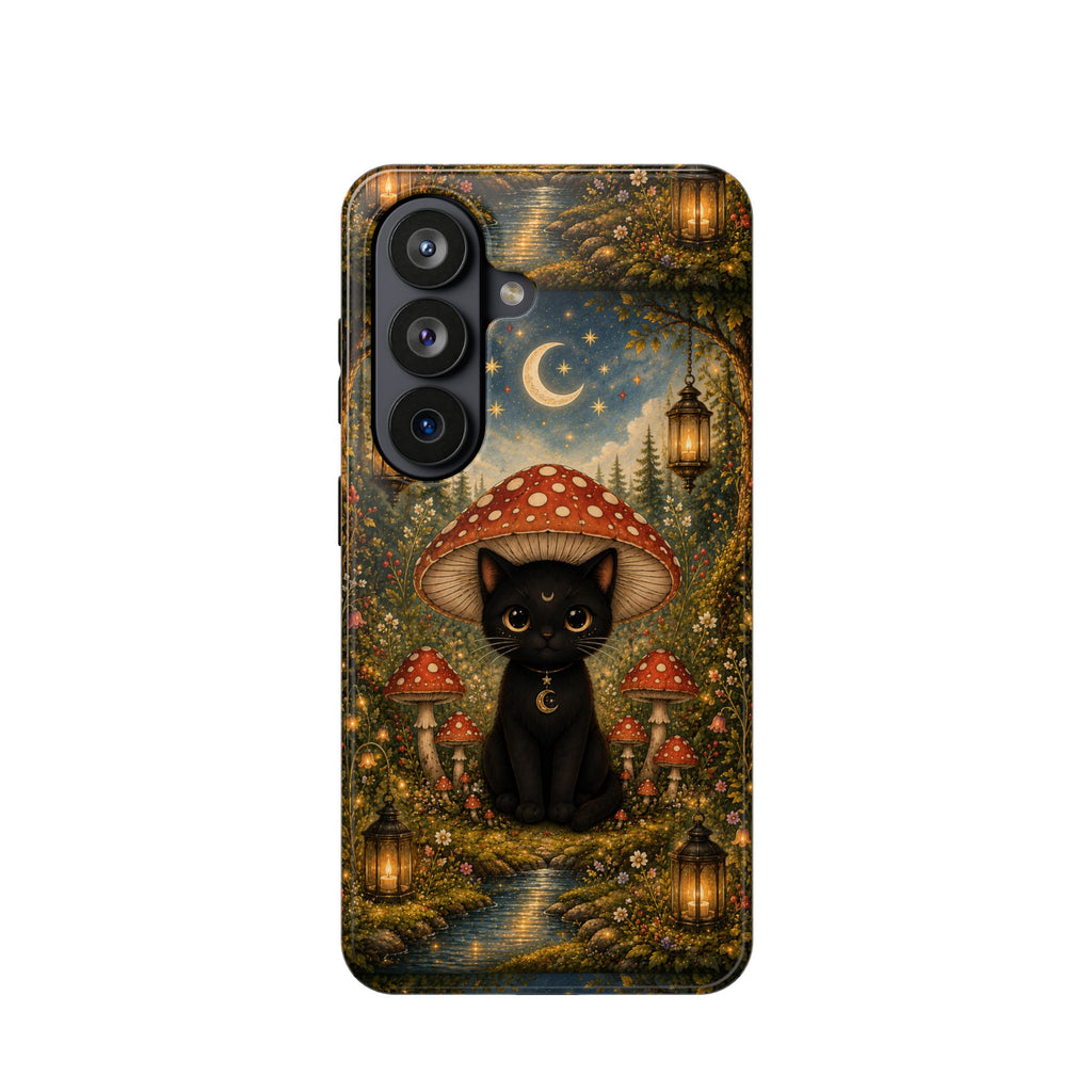 Black Cat & Mushroom Phone Case – Magical MagSafe-Compatible Cover