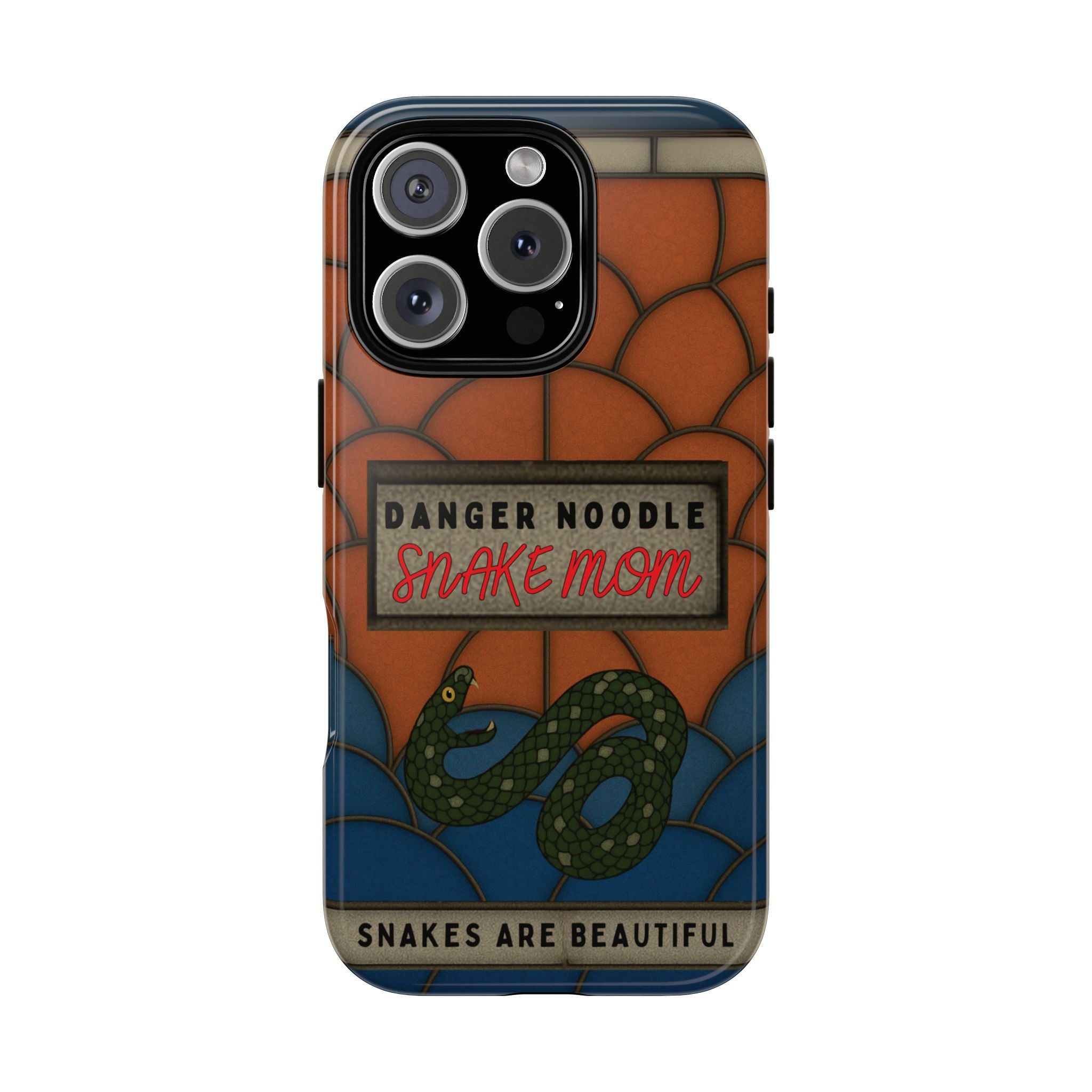 Danger Noodle Snake Mom Phone Case | Snakes Are Beautiful |Stained Glass Snake Art | Funny Snake Lover Gift |  Reptile Mom Phone Cover