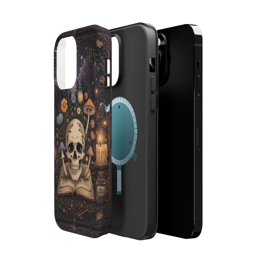 Skull & Mushroom Phone Case – Gothic MagSafe-Compatible Impact-Resistant Case