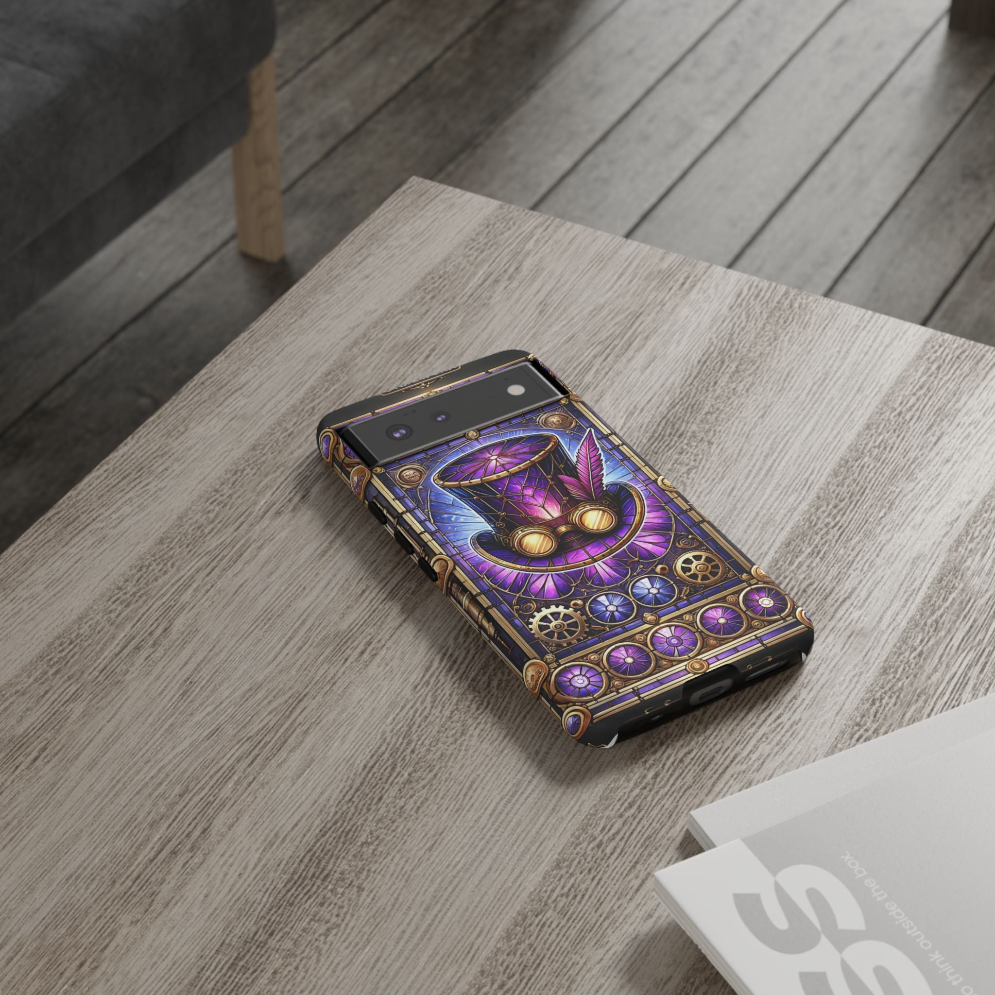 Stained Glass Steampunk Android Phone Case – 3D Full-Wrap Protective Cover with TPU Liner