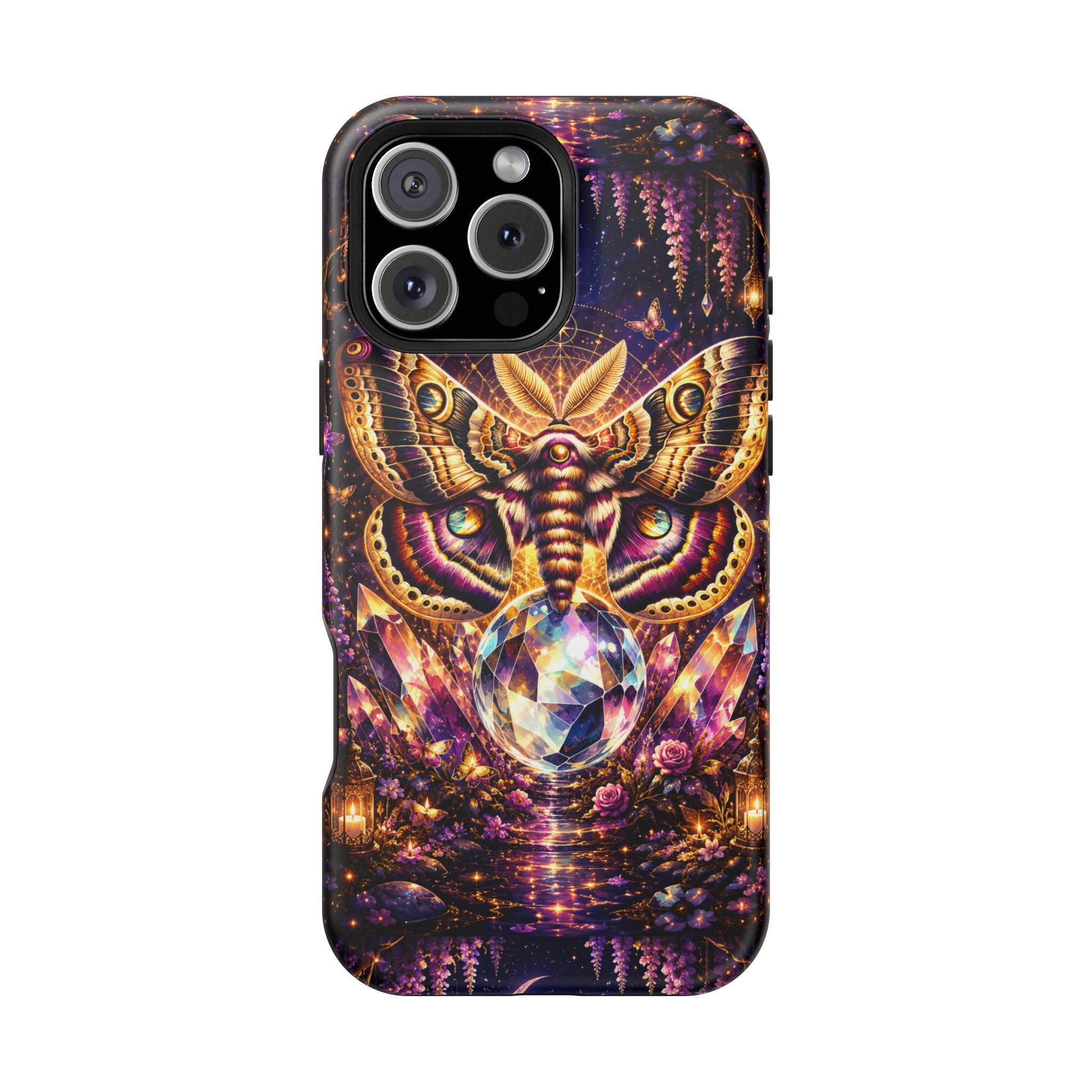 Mystic Moth Crystal Phone Case – Jewel-Toned MagSafe-Compatible Cover