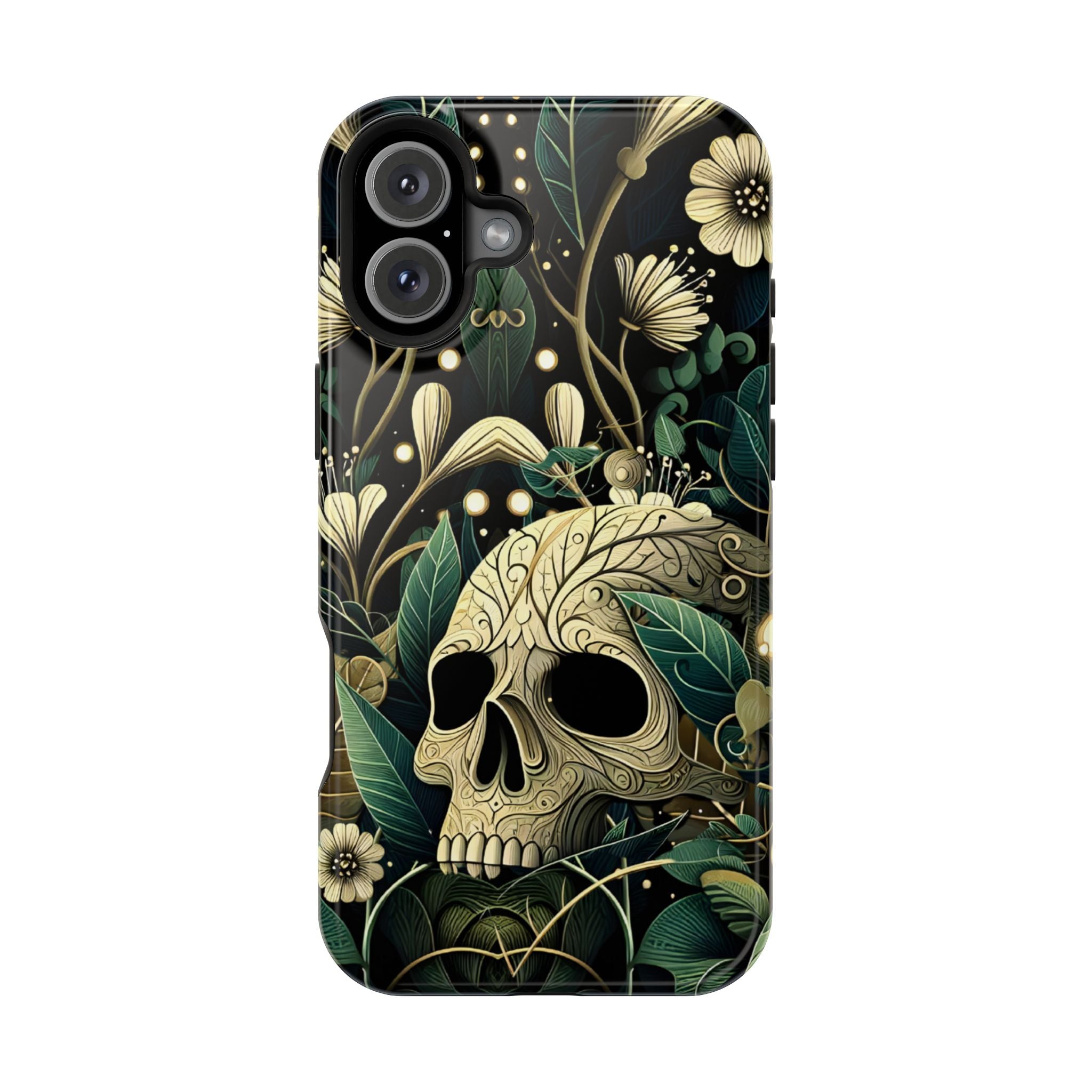 Floral Skull Phone Case – Botanical Gothic MagSafe-Compatible Cover
