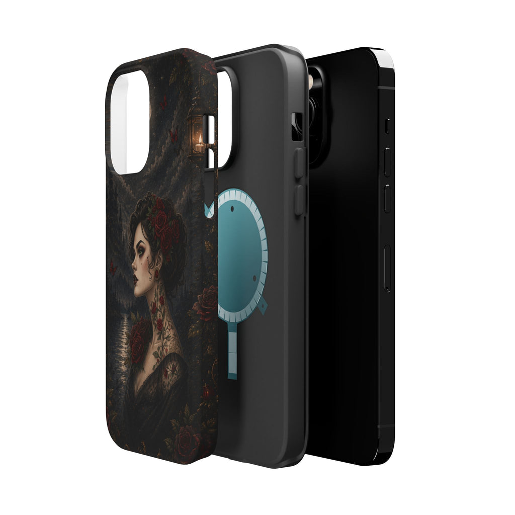 Gothic Rose Portrait Phone Case – Dark Romance MagSafe-Compatible Cover