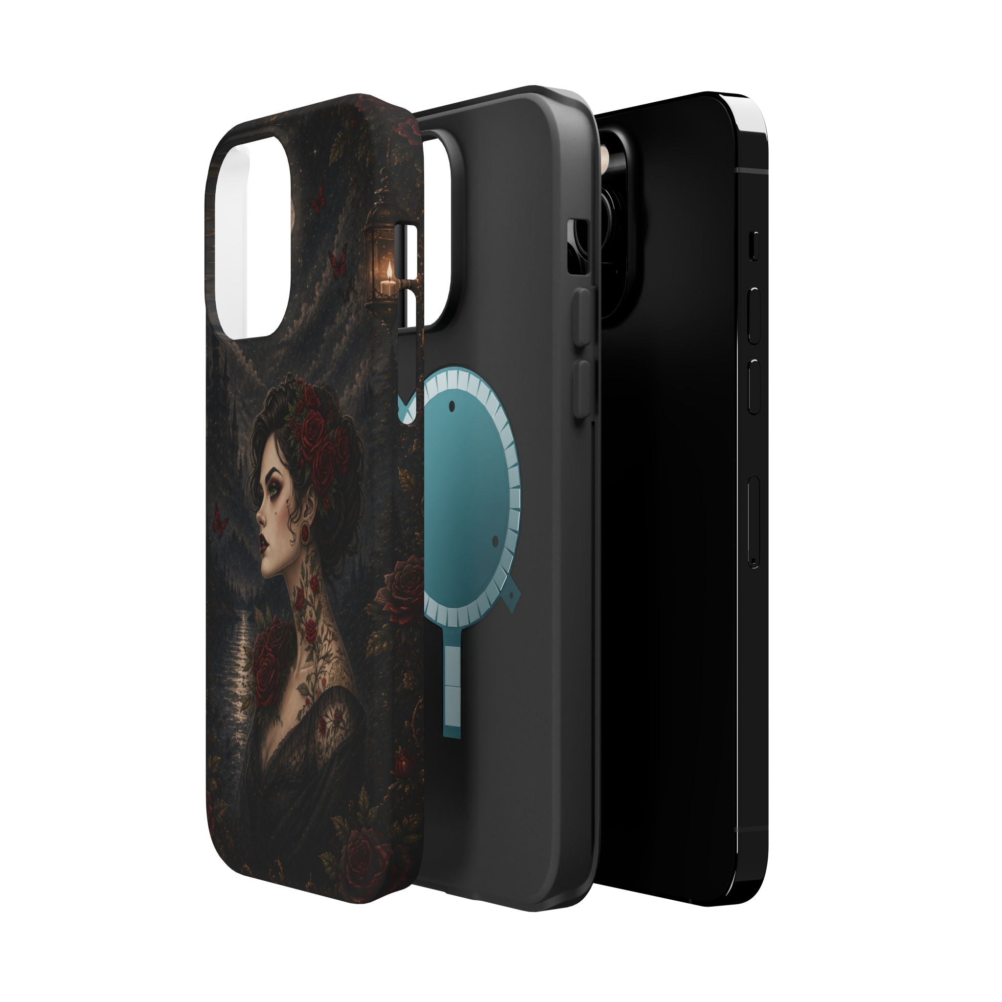 Gothic Rose Portrait Phone Case – Dark Romance MagSafe-Compatible Cover