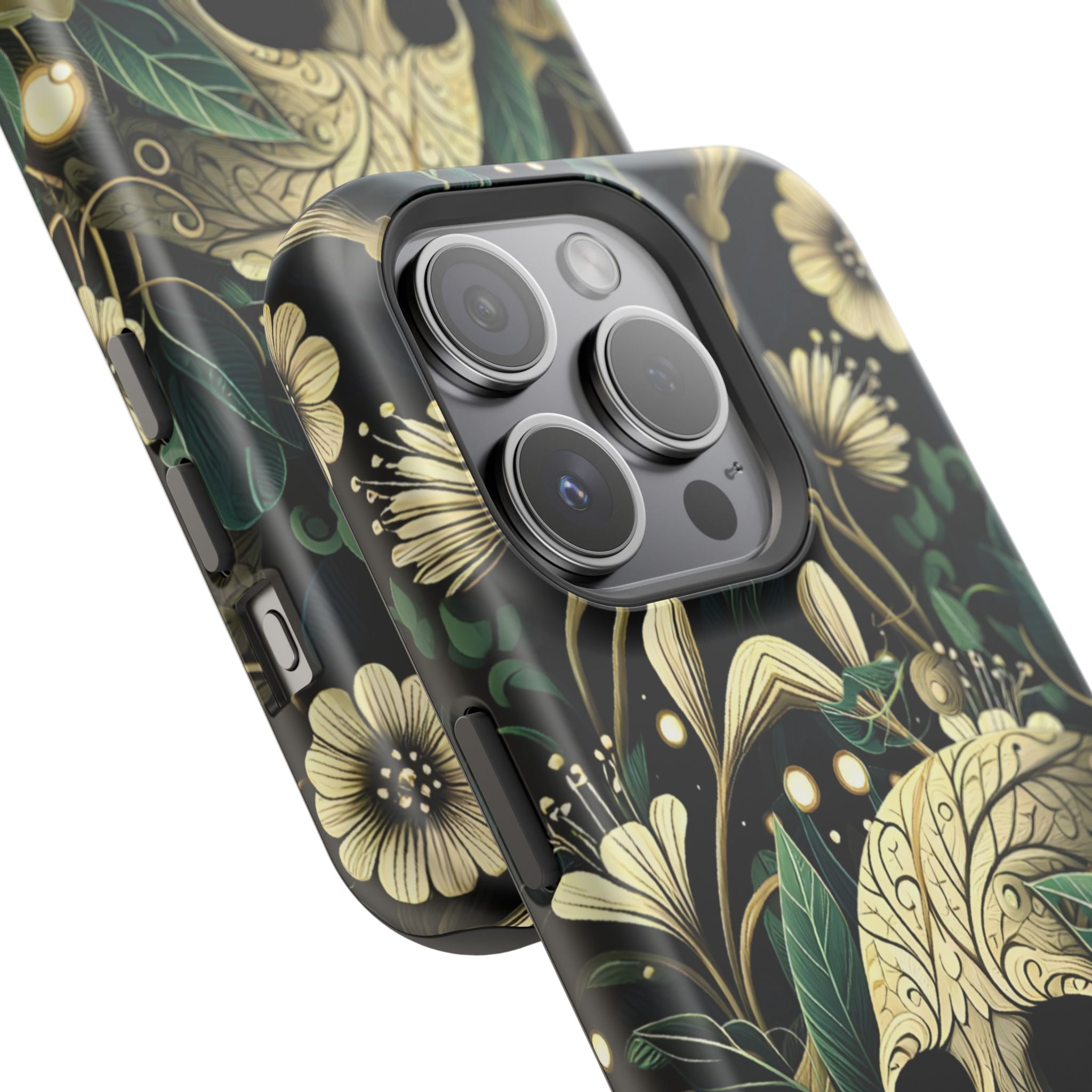 Floral Skull Phone Case – Botanical Gothic MagSafe-Compatible Cover