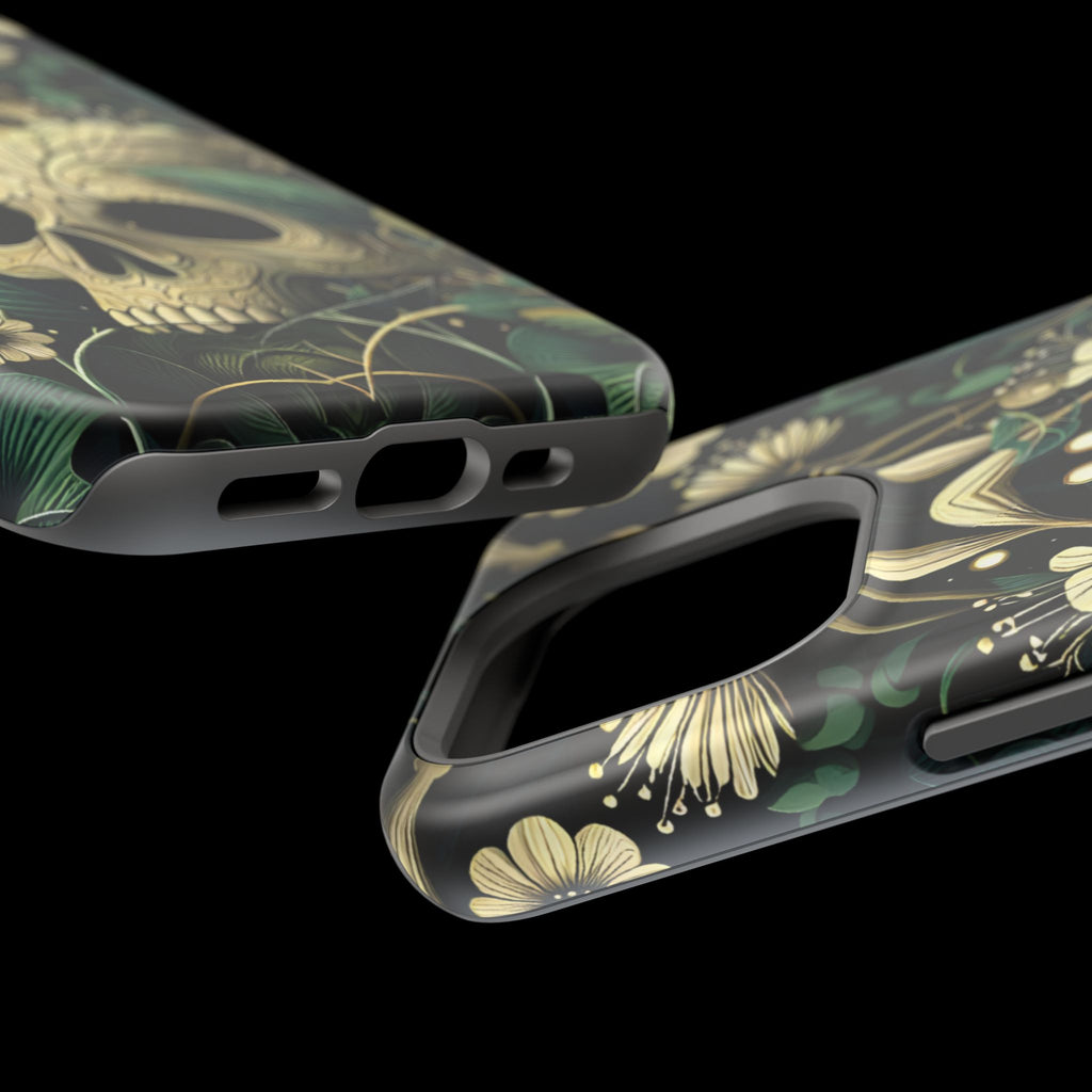 Floral Skull Phone Case – Botanical Gothic MagSafe-Compatible Cover