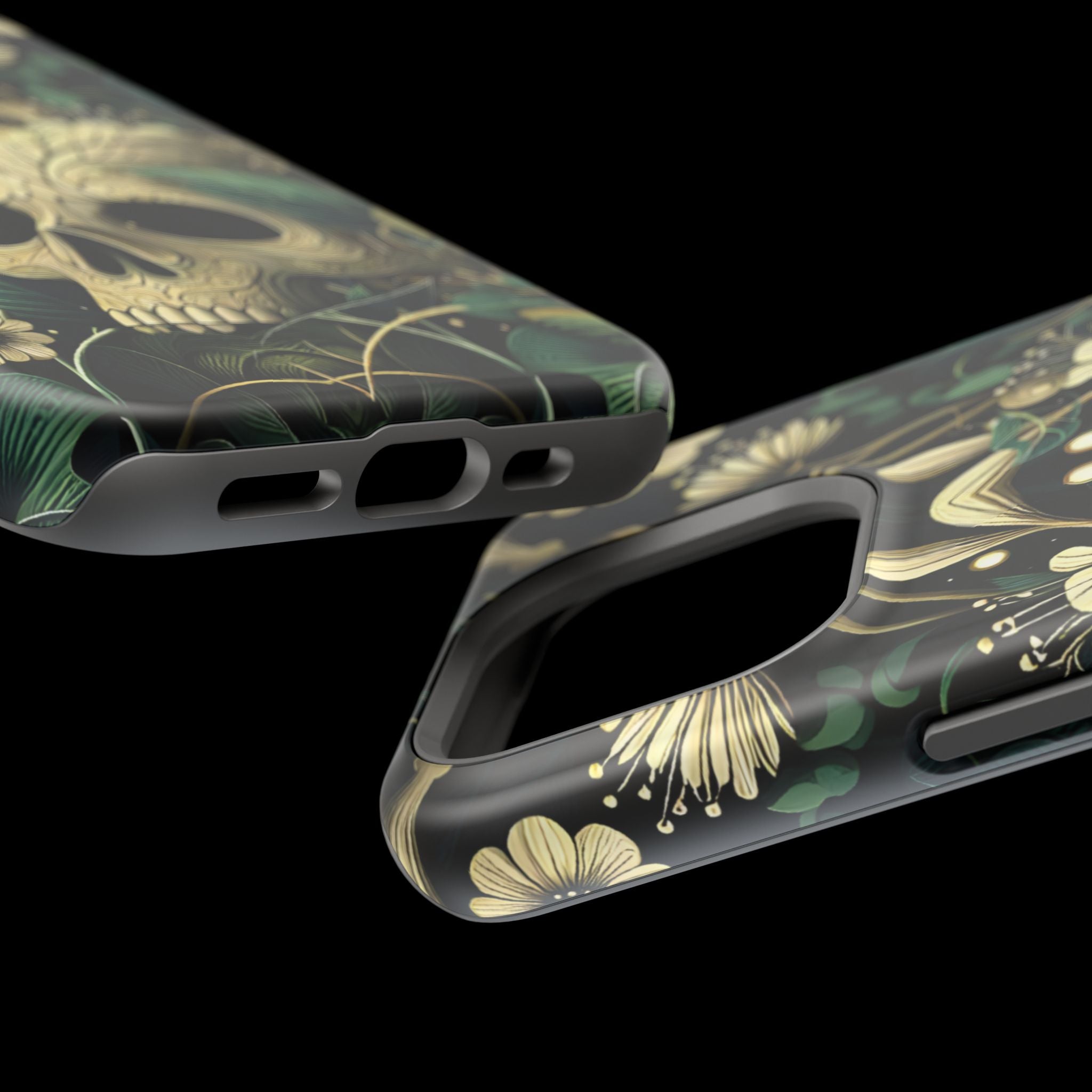 Floral Skull Phone Case – Botanical Gothic MagSafe-Compatible Cover