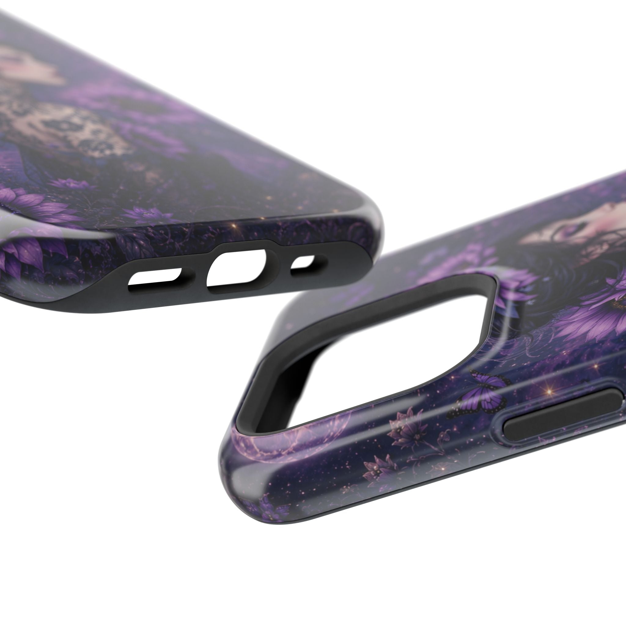 Gothic Floral Woman Phone Case – Dark Botanical MagSafe-Compatible Cover