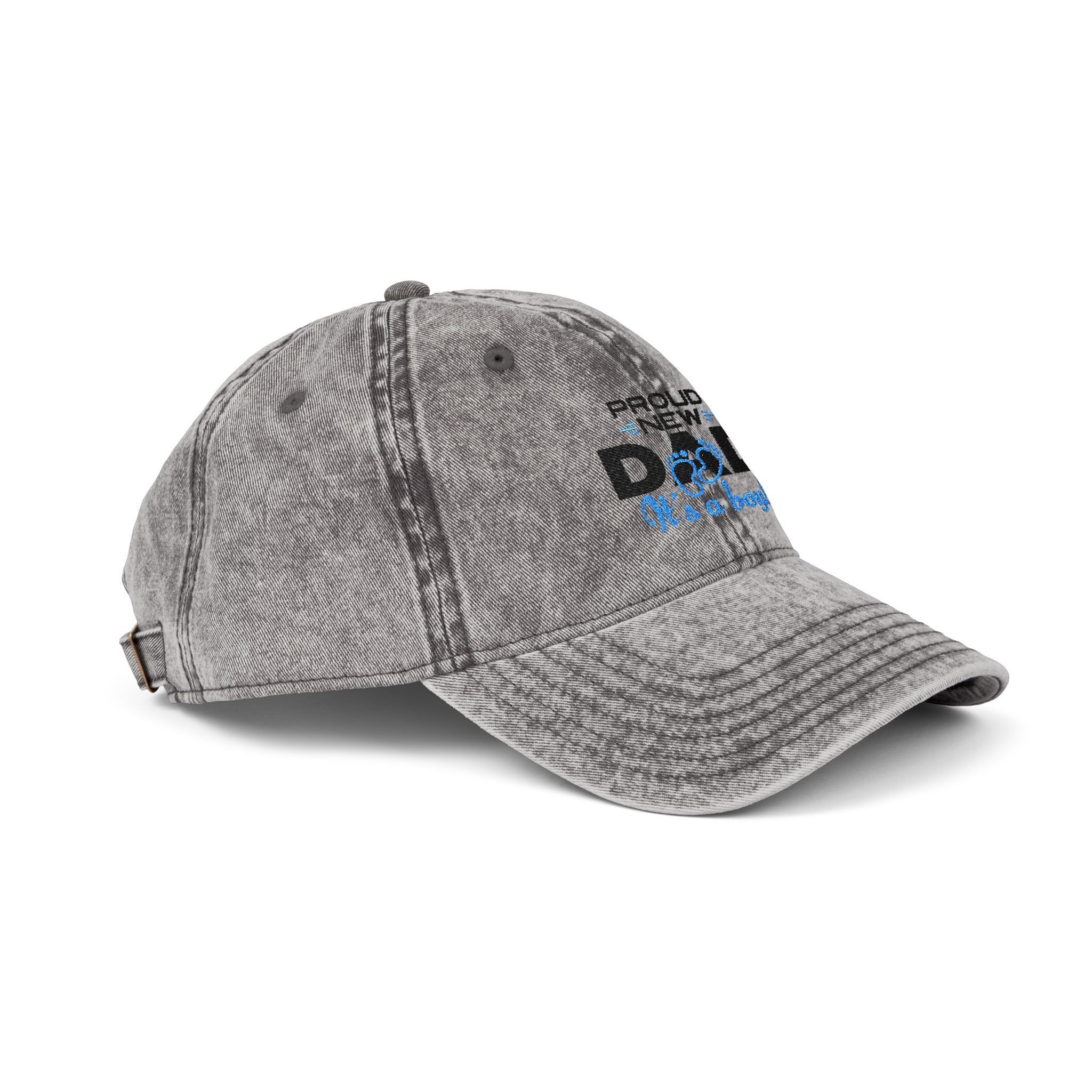 Vintage Embroidered 'Proud New Dad' Cap — Distressed Red Baseball Hat