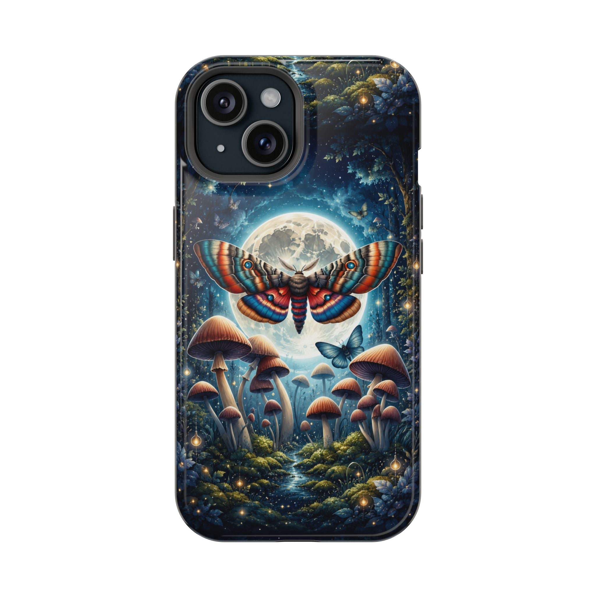 Mystic Moth Moon Phone Case – Whimsical MagSafe-Compatible Cover
