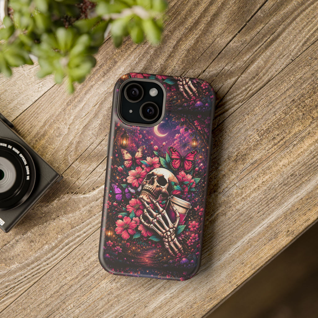 Skull & Butterflies Phone Case – Gothic Floral MagSafe-Compatible Case