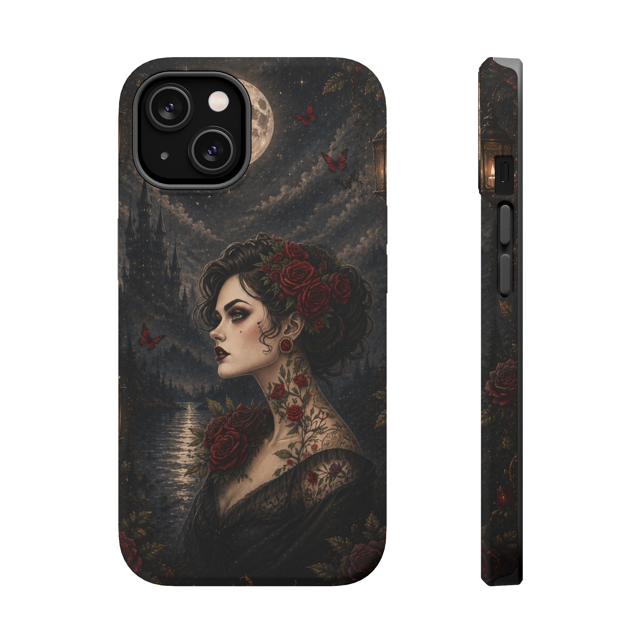 Gothic Rose Portrait Phone Case – Dark Romance MagSafe-Compatible Cover