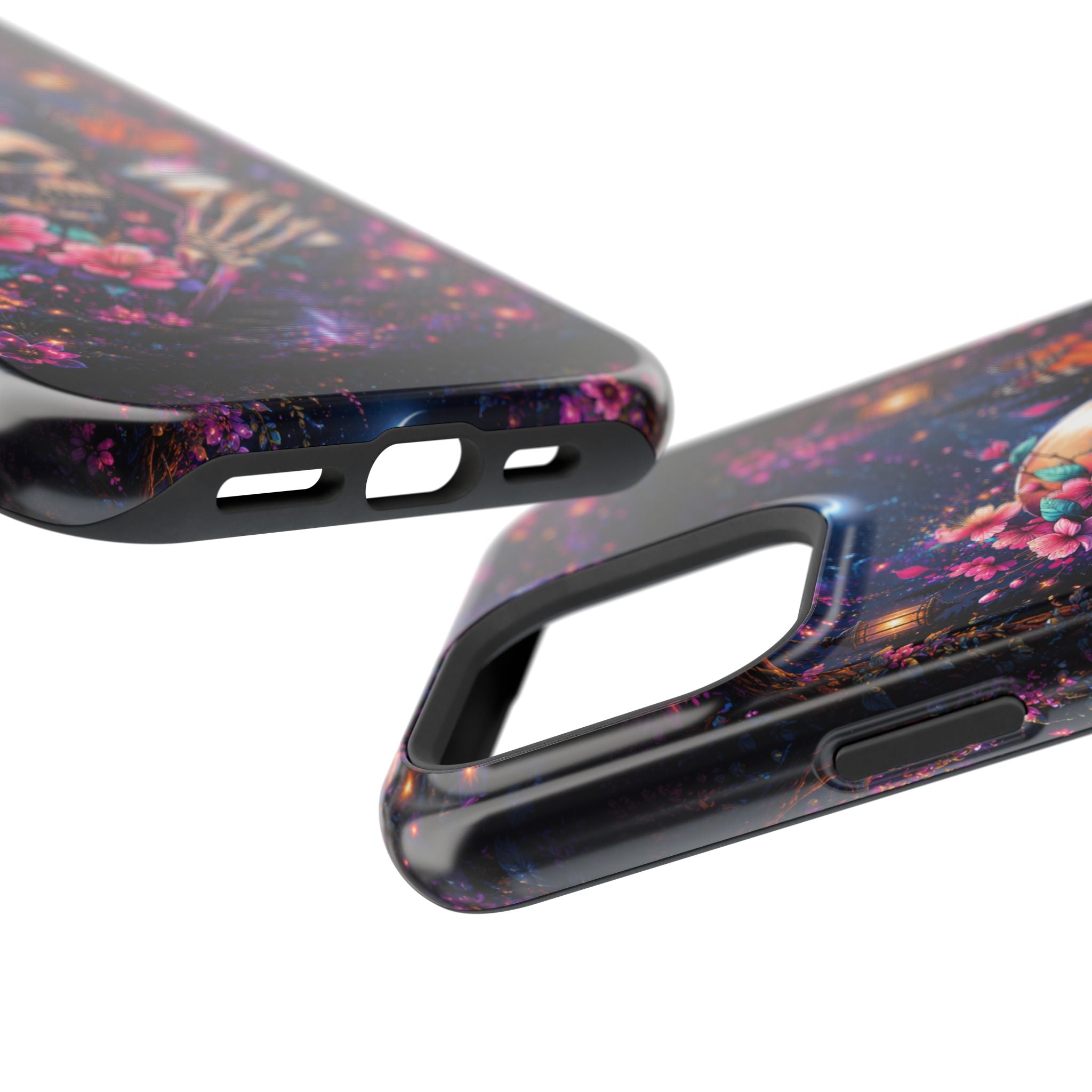 Skull & Cherry Blossom Phone Case – Floral Gothic MagSafe Cover