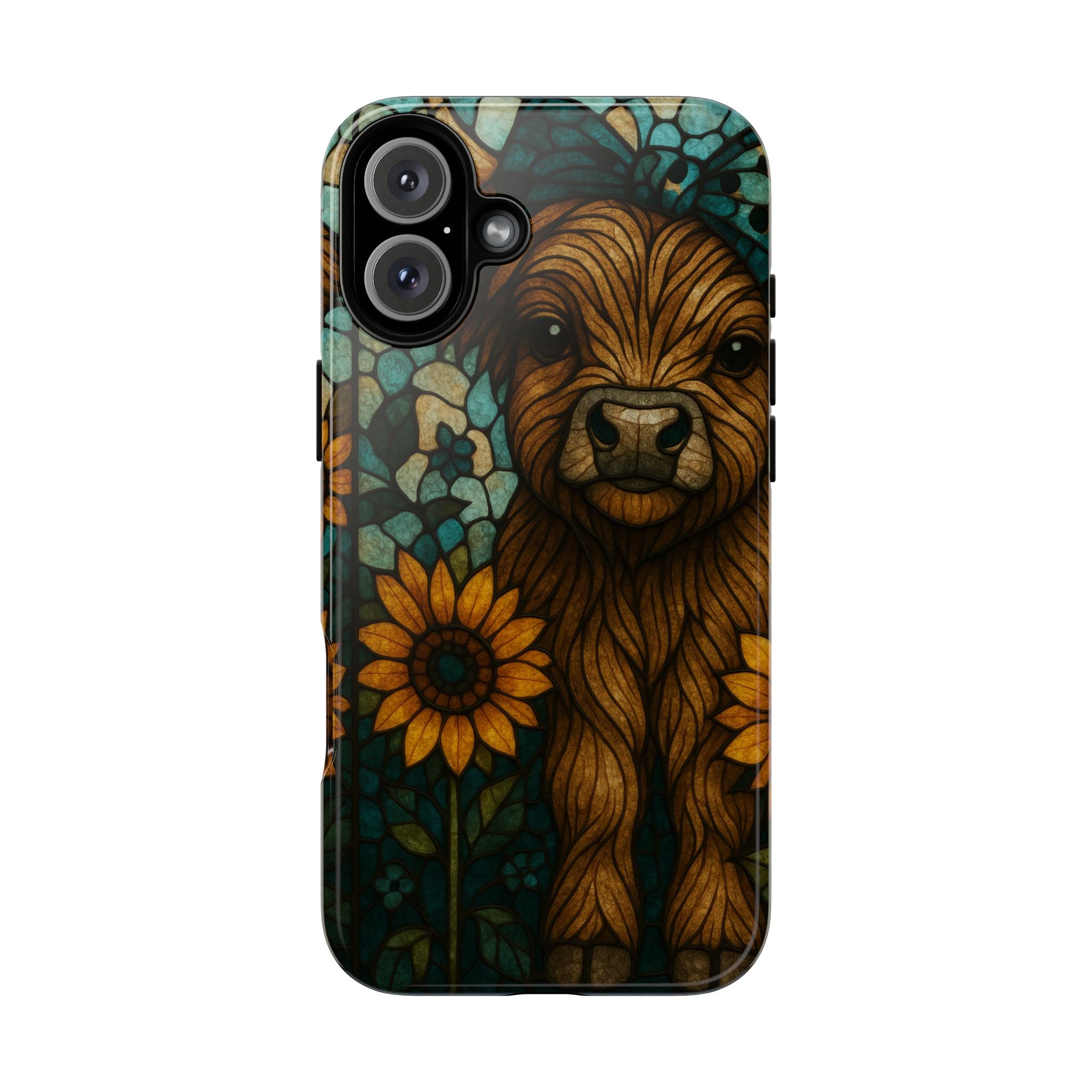 Stained Glass Baby Cow Phone Case – Sunflower Farmhouse Animal Design
