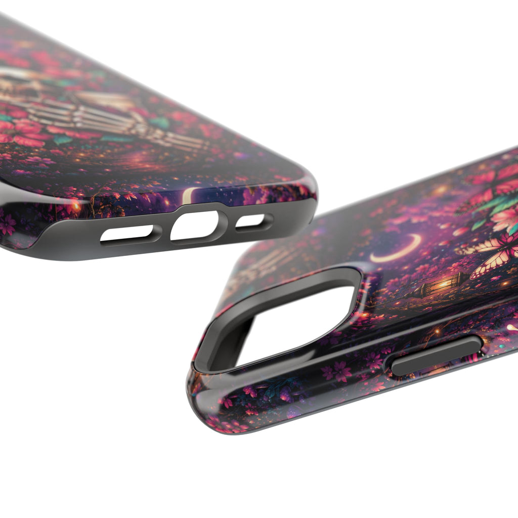 Skull & Butterflies Phone Case – Gothic Floral MagSafe-Compatible Case