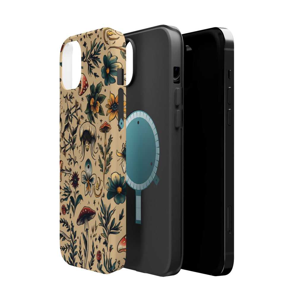 Vintage Botanical Mushroom Phone Case – MagSafe-Compatible Cover