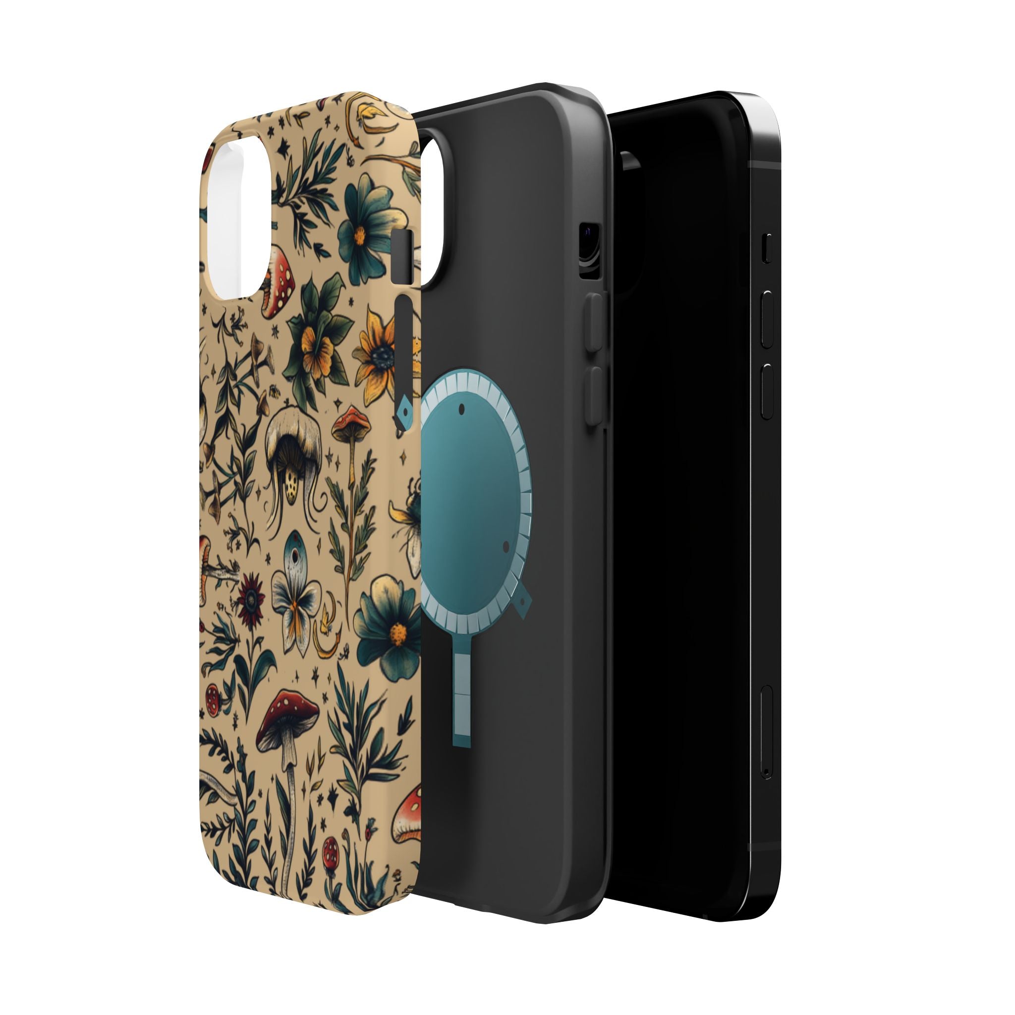 Vintage Botanical Mushroom Phone Case – MagSafe-Compatible Cover