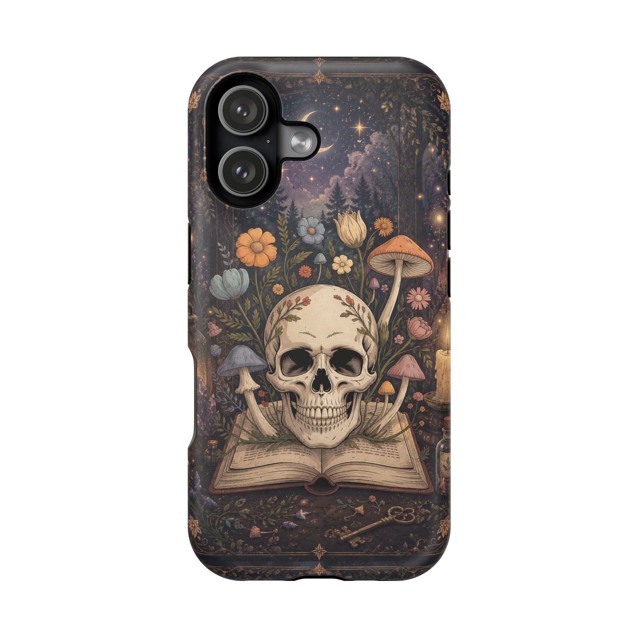 Skull & Mushroom Phone Case – Gothic MagSafe-Compatible Impact-Resistant Case