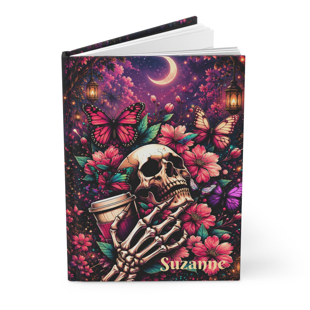 Personalized Floral Skull & Butterfly Journal — Custom Name Hardcover Notebook | Lined Pages, Witchy Gothic Gift