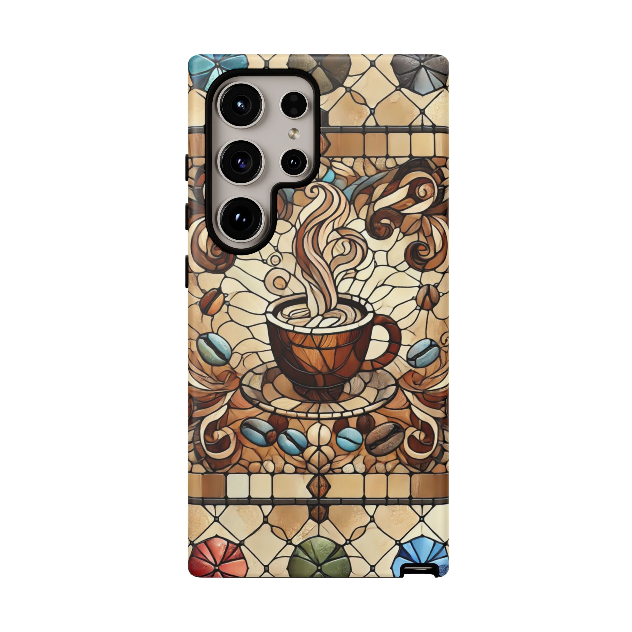 Stained Glass Coffee Android Phone Case – Shockproof TPU, 3D Wrap