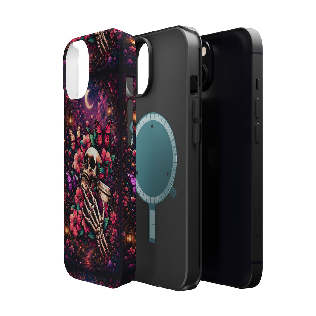 Skull & Butterflies Phone Case – Gothic Floral MagSafe-Compatible Case