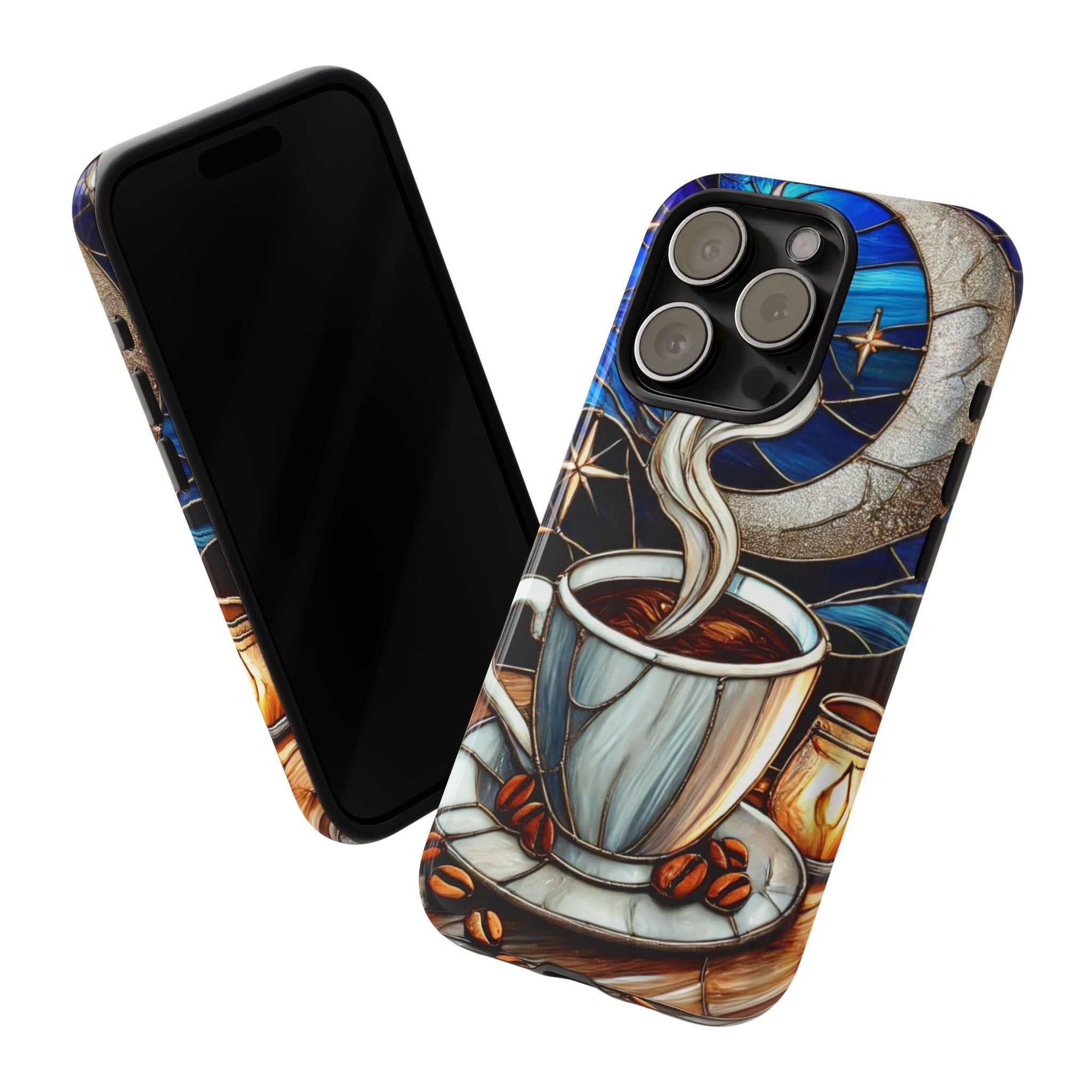 Stained Glass Coffee Phone Case – Cozy Artistic Design for Coffee Lovers