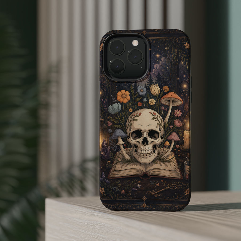 Skull & Mushroom Phone Case – Gothic MagSafe-Compatible Impact-Resistant Case