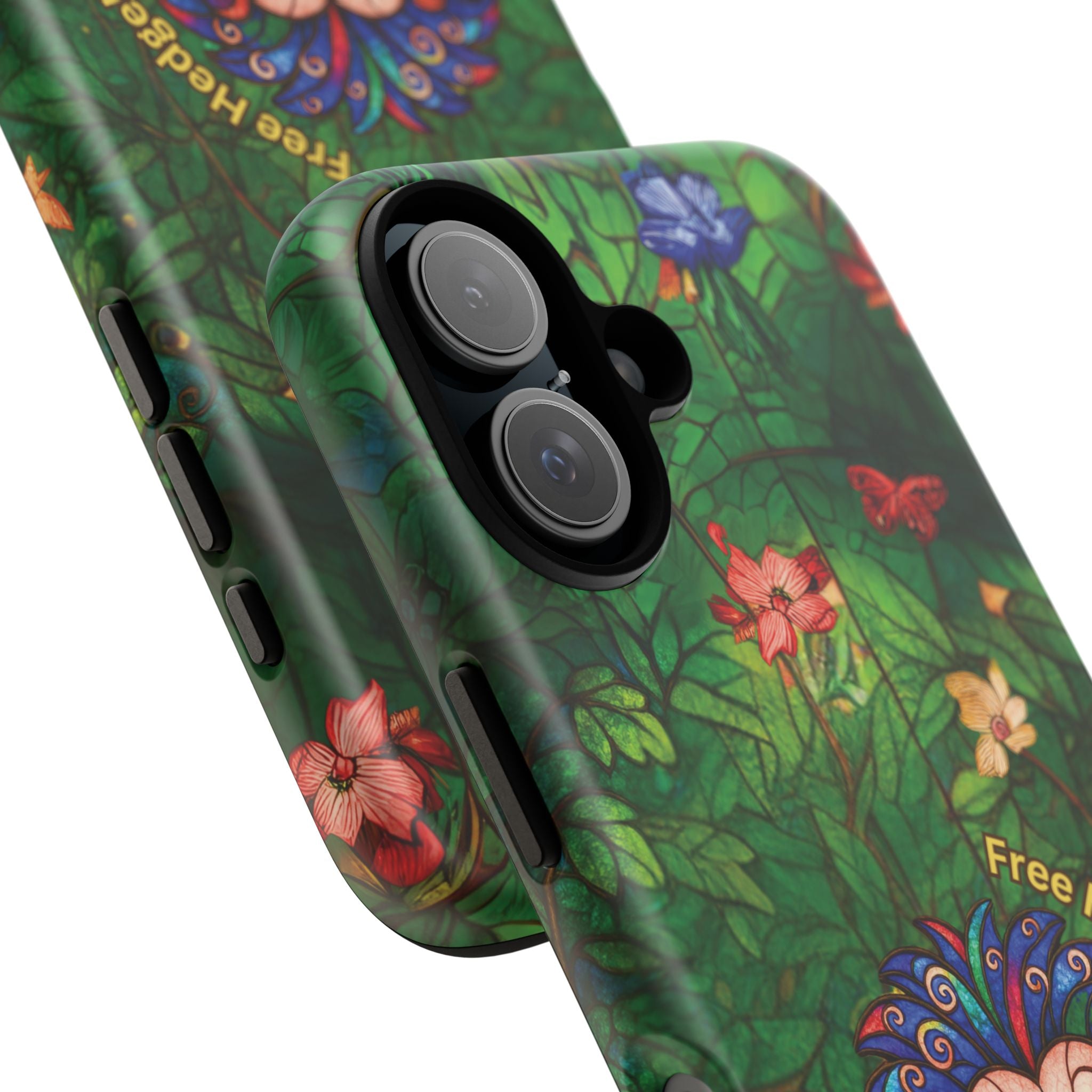 Stained Glass Hedgehog Phone Case – "Free Hedgehugs" Floral Design