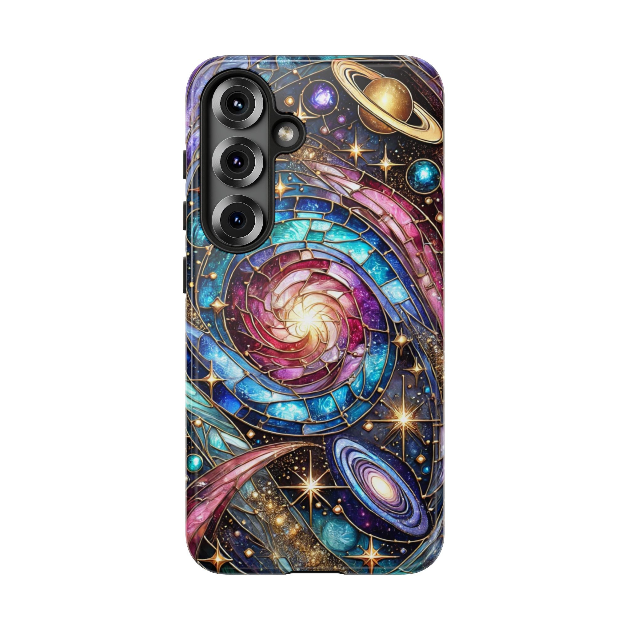 Stained Glass Celestial Android Phone Case – 3D Galaxy Full-Wrap Protective Cover with TPU Liner