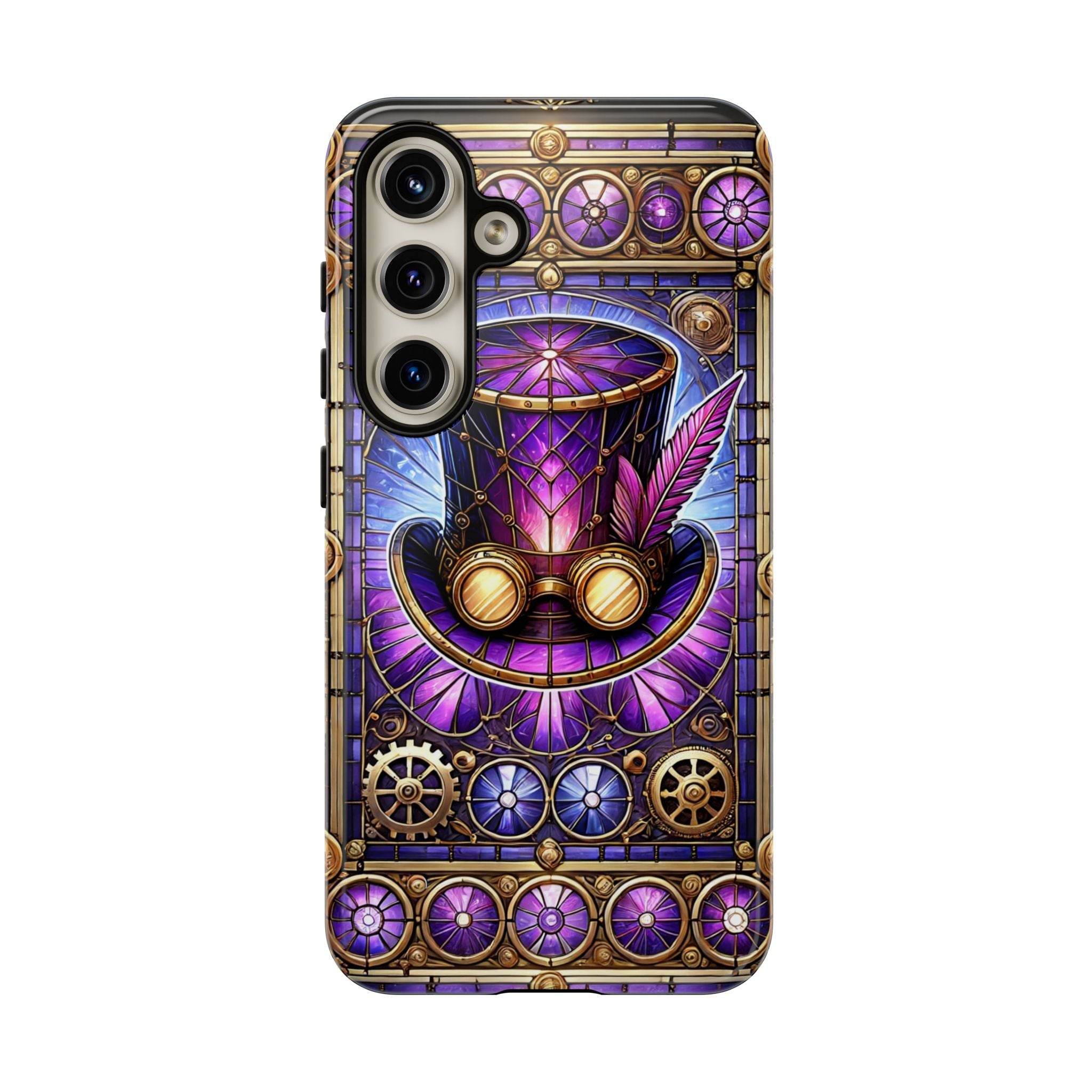 Stained Glass Steampunk Android Phone Case – 3D Full-Wrap Protective Cover with TPU Liner