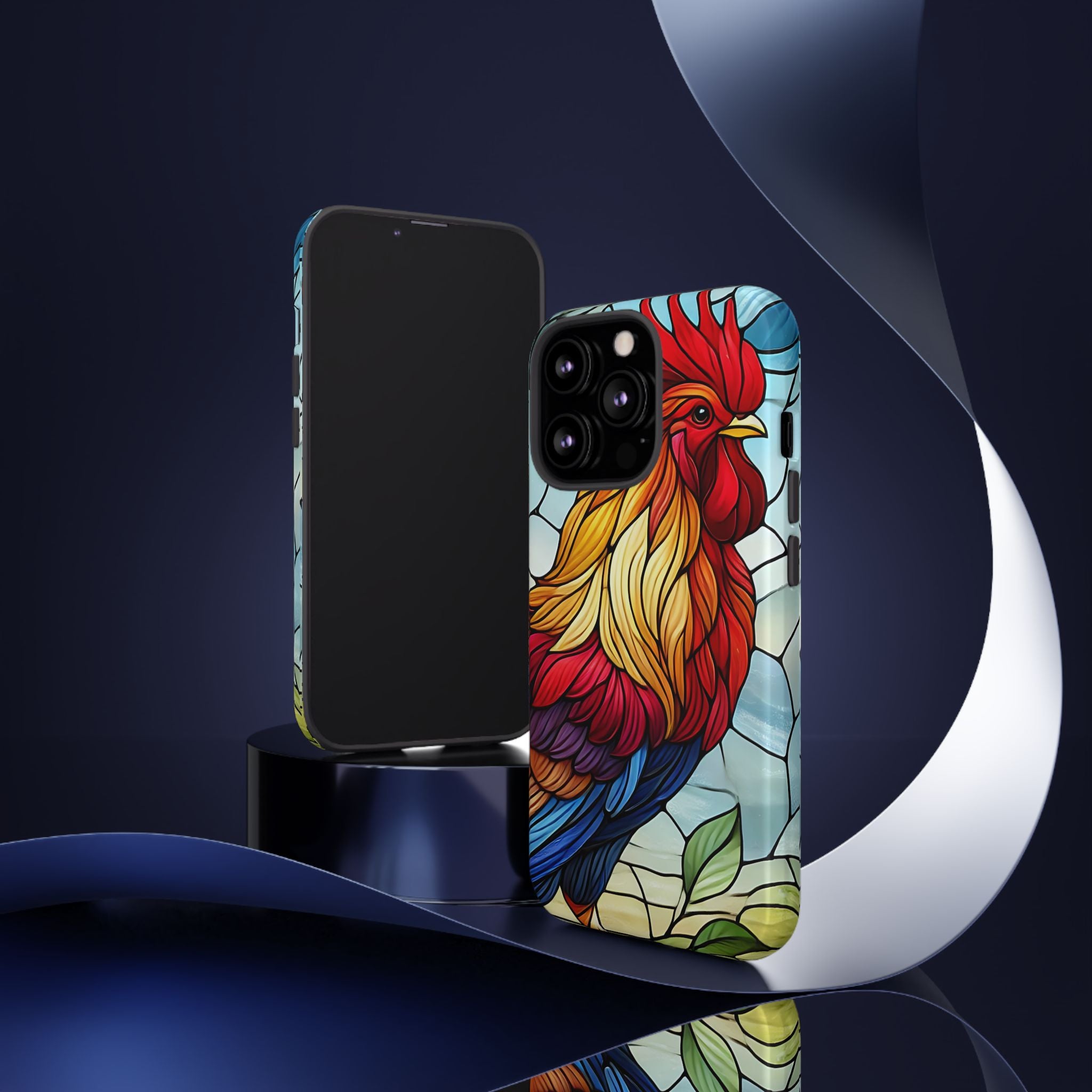 Colorful Stained Glass Rooster Android Case, Tough Protective Phone Cover, Farmhouse Decor Protective Phone Case, Unique Chicken Design