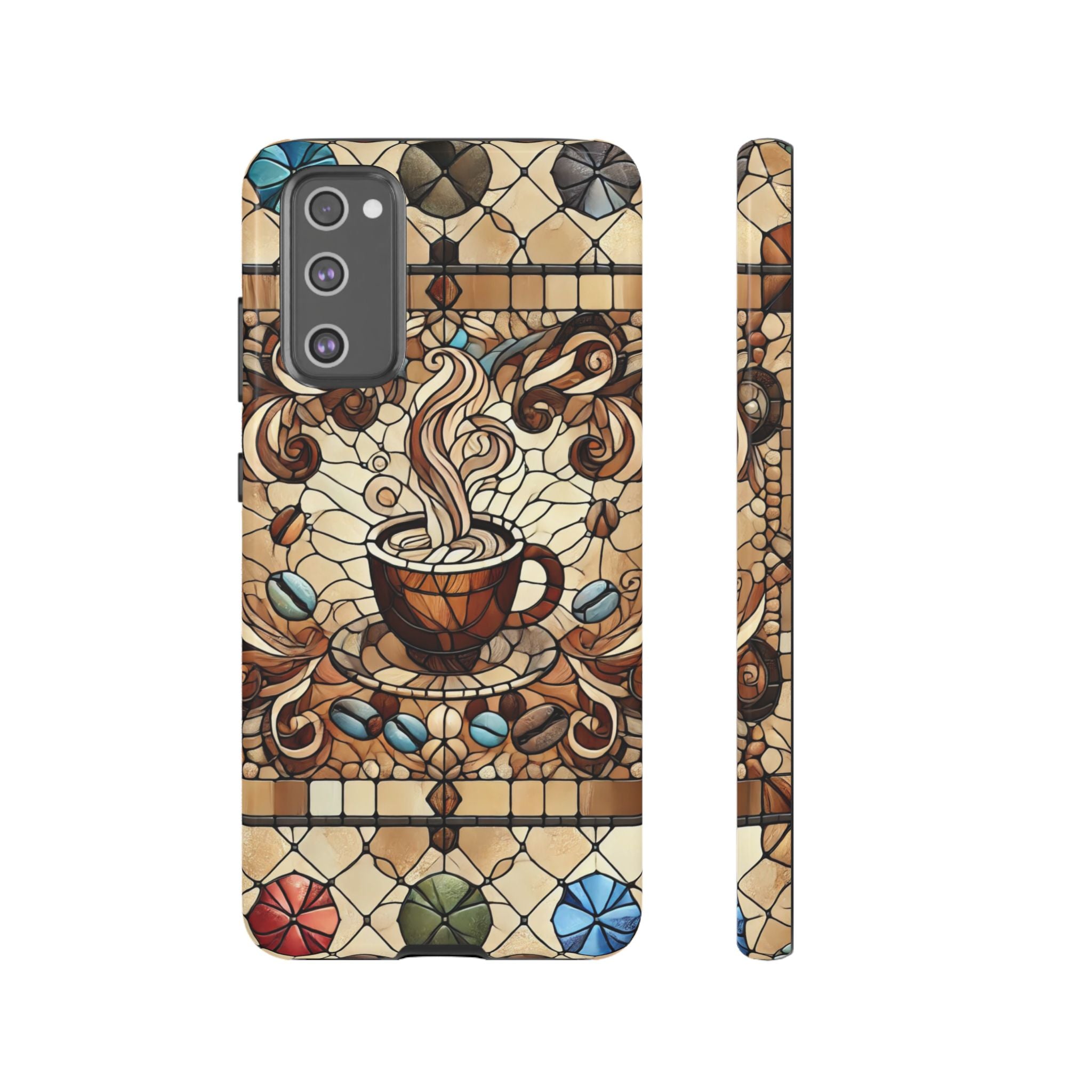 Stained Glass Coffee Android Phone Case – Shockproof TPU, 3D Wrap