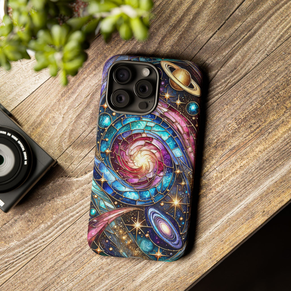 Galaxy Swirl Stained Glass Phone Case – Cosmic Celestial Cover