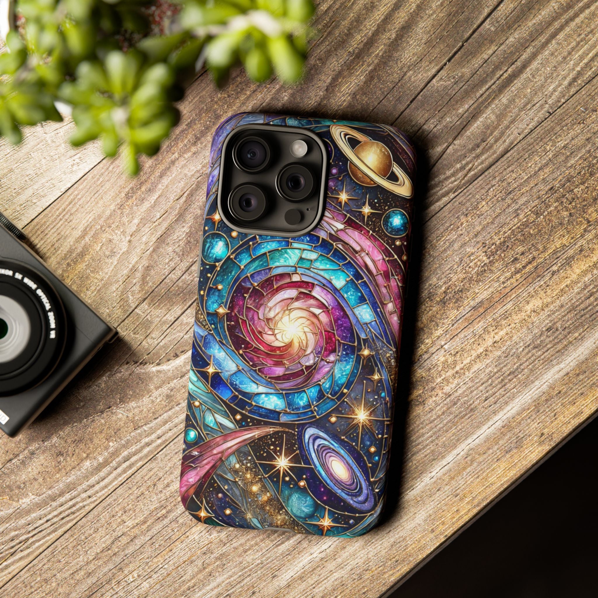 Galaxy Swirl Stained Glass Phone Case – Cosmic Celestial Cover
