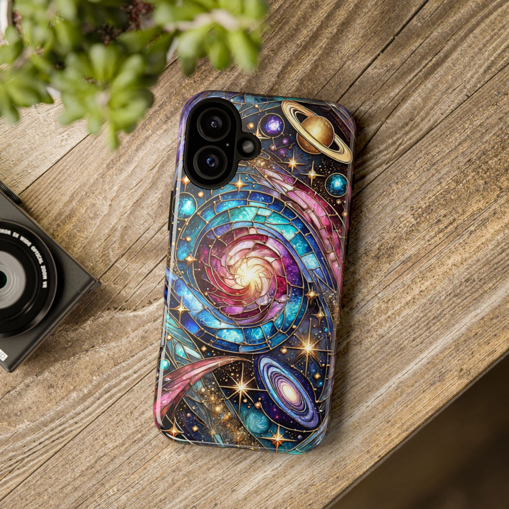 Galaxy Swirl Stained Glass Phone Case – Cosmic Celestial Cover