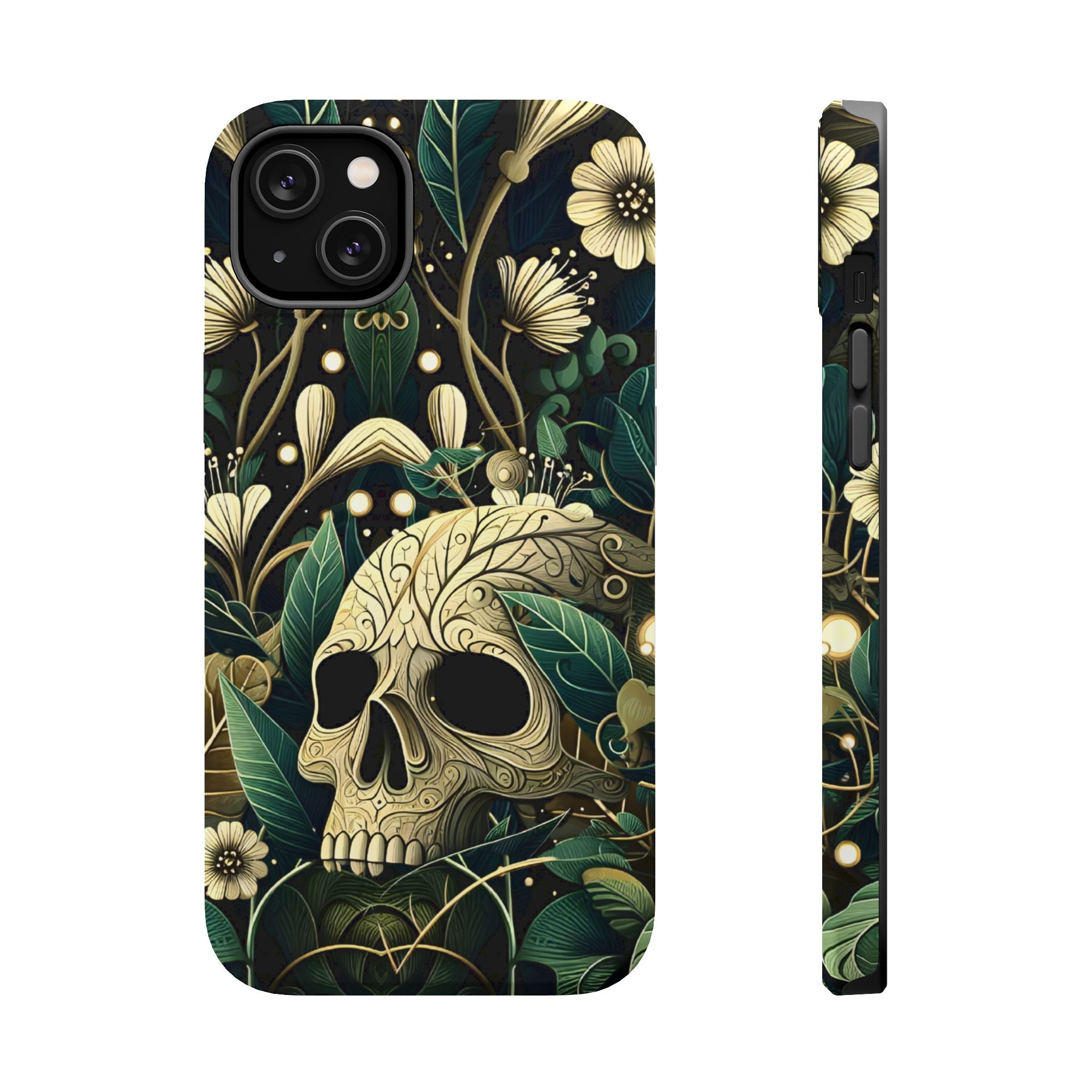 Floral Skull Phone Case – Botanical Gothic MagSafe-Compatible Cover