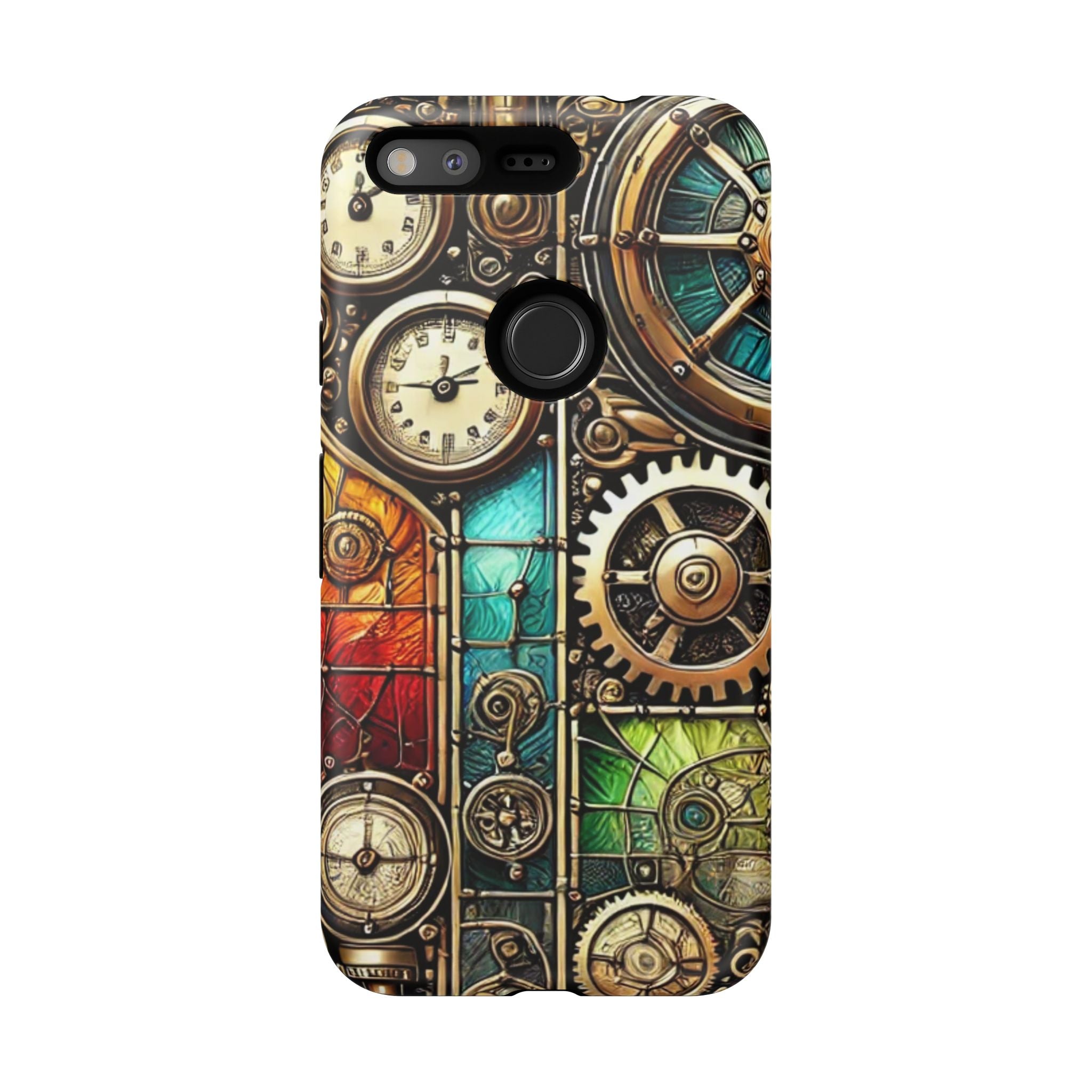 Steampunk Meets Stained Glass Android Case, Artistic Gear Design