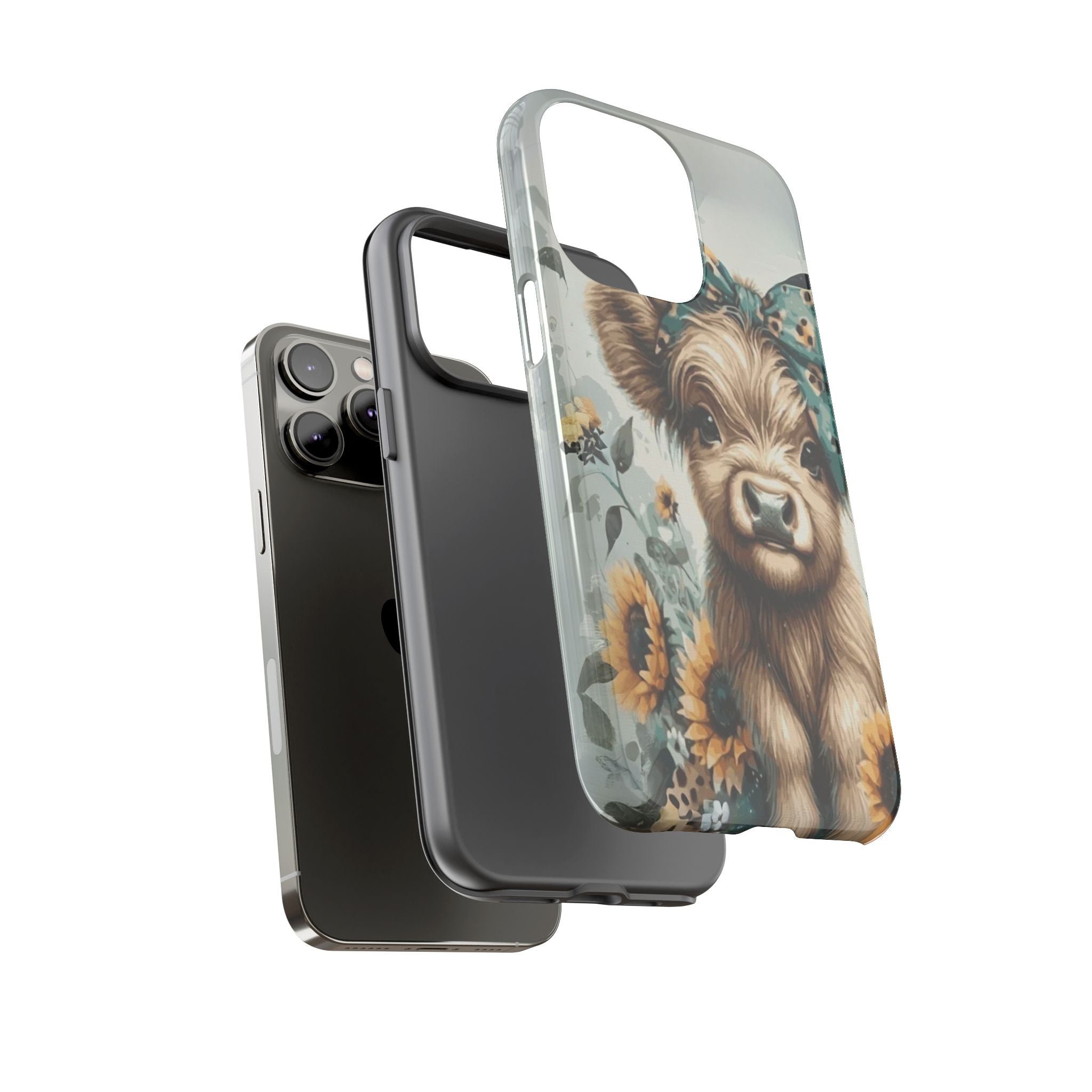 Adorable Cow Phone Case – Floral Farmhouse Design, Cute Animal Lover Gift