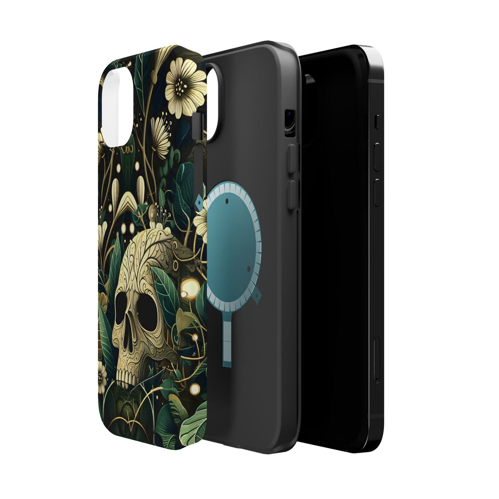 Floral Skull Phone Case – Botanical Gothic MagSafe-Compatible Cover