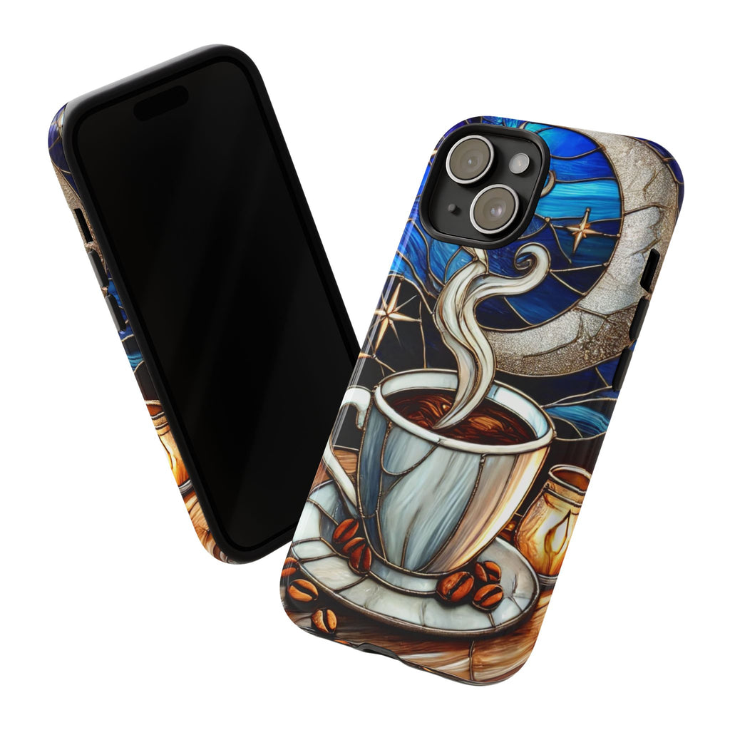 Stained Glass Coffee Phone Case – Cozy Artistic Design for Coffee Lovers