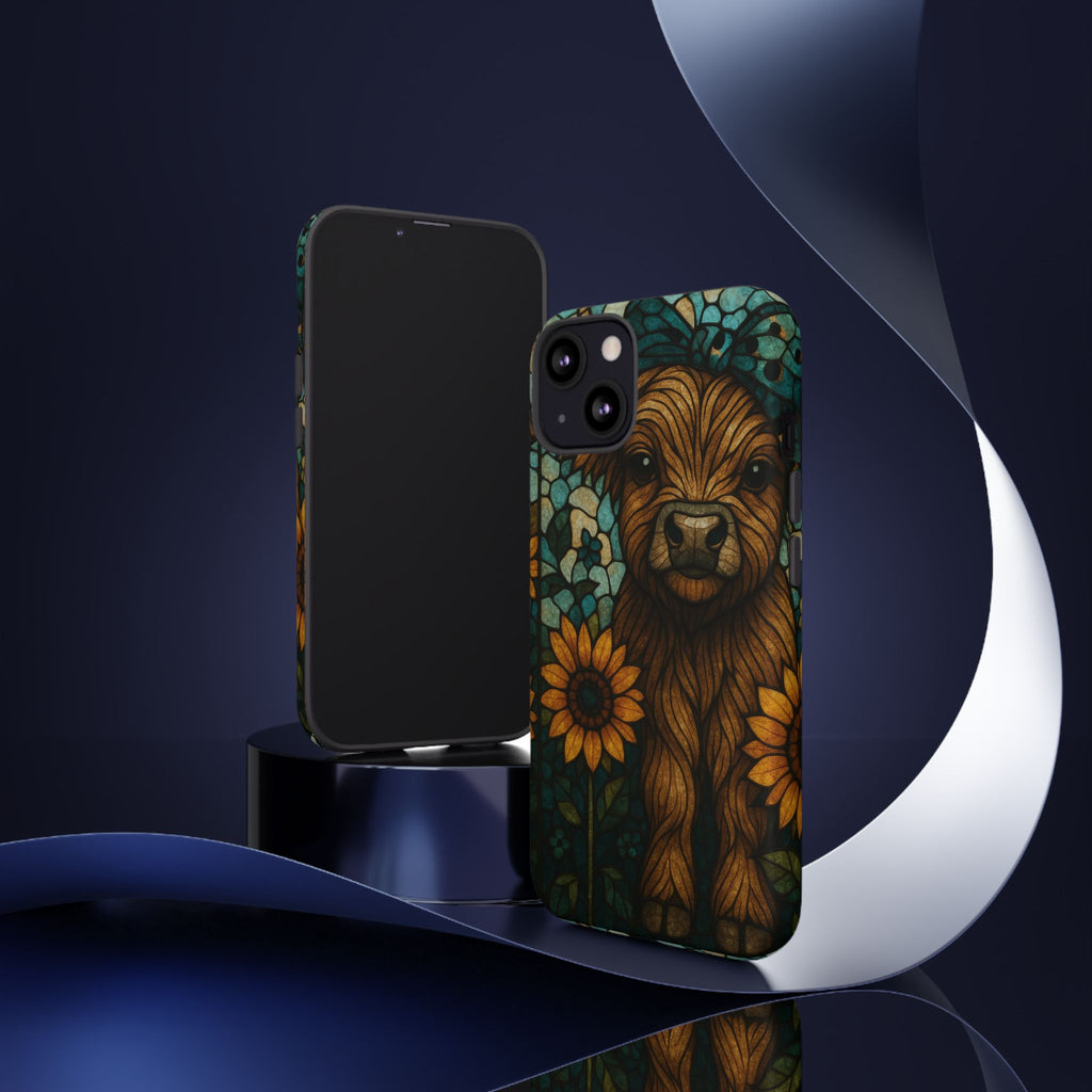 Stained Glass Baby Cow Phone Case – Sunflower Farmhouse Animal Design