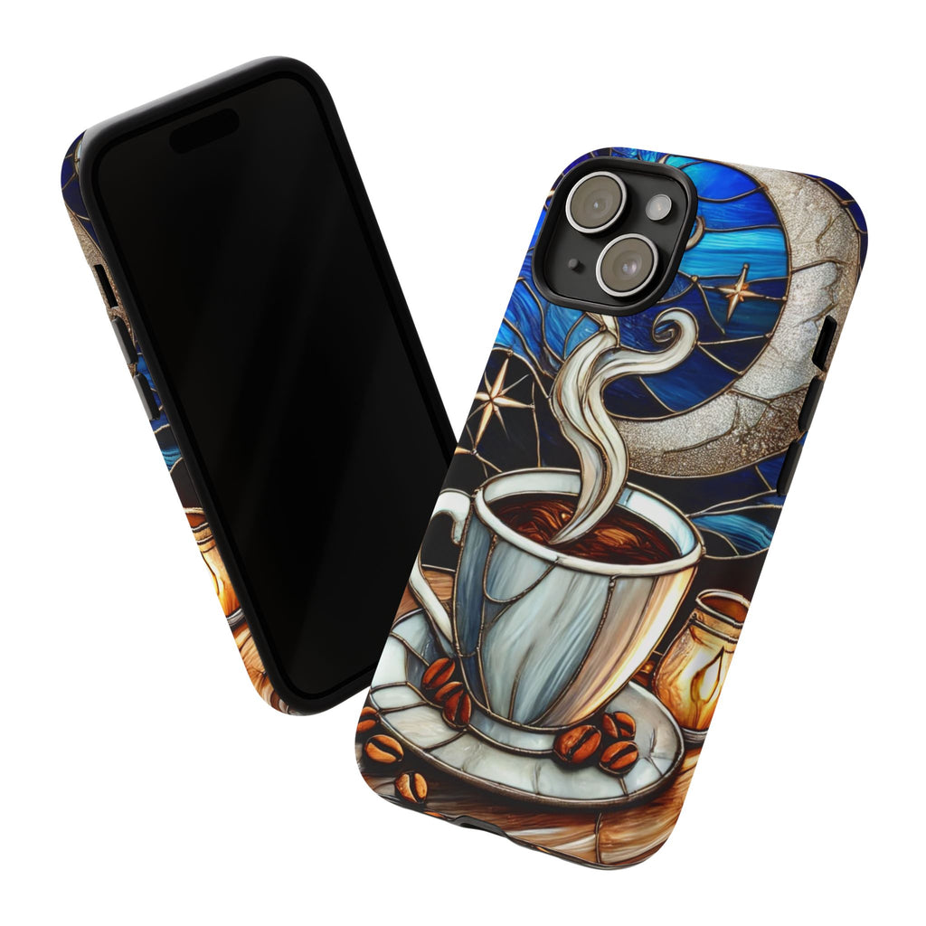Stained Glass Coffee Phone Case – Cozy Artistic Design for Coffee Lovers