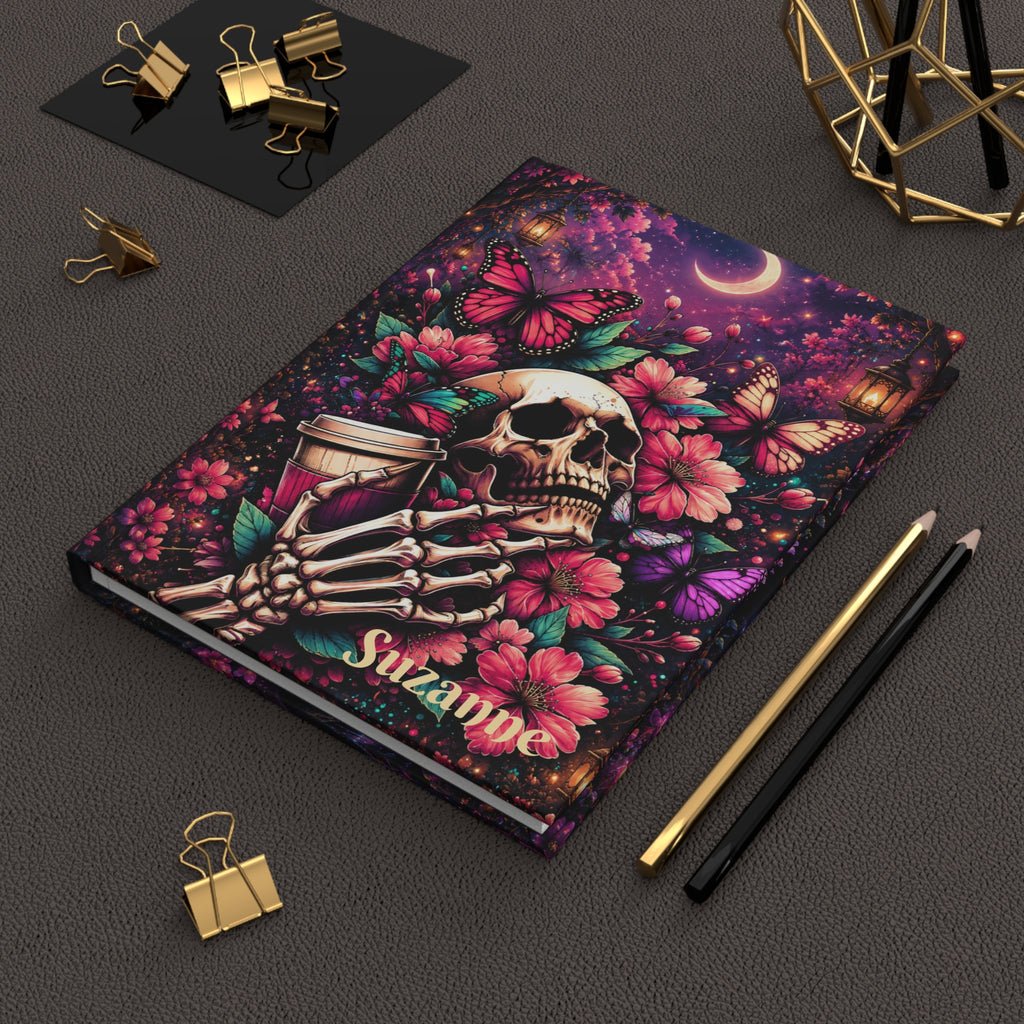 Personalized Floral Skull & Butterfly Journal — Custom Name Hardcover Notebook | Lined Pages, Witchy Gothic Gift