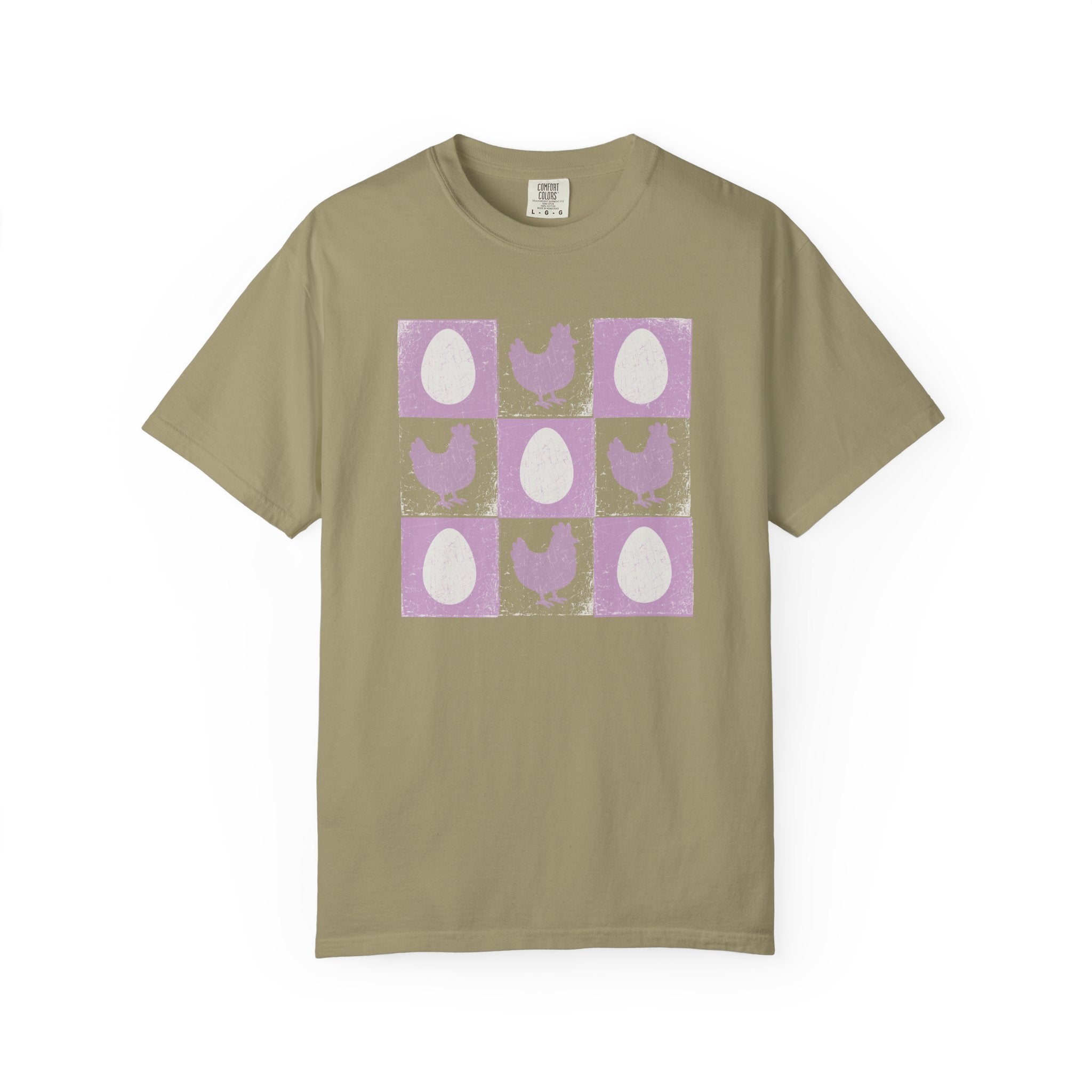 Charming Chicken Print T-Shirt, Rooster Checkerboard Tee