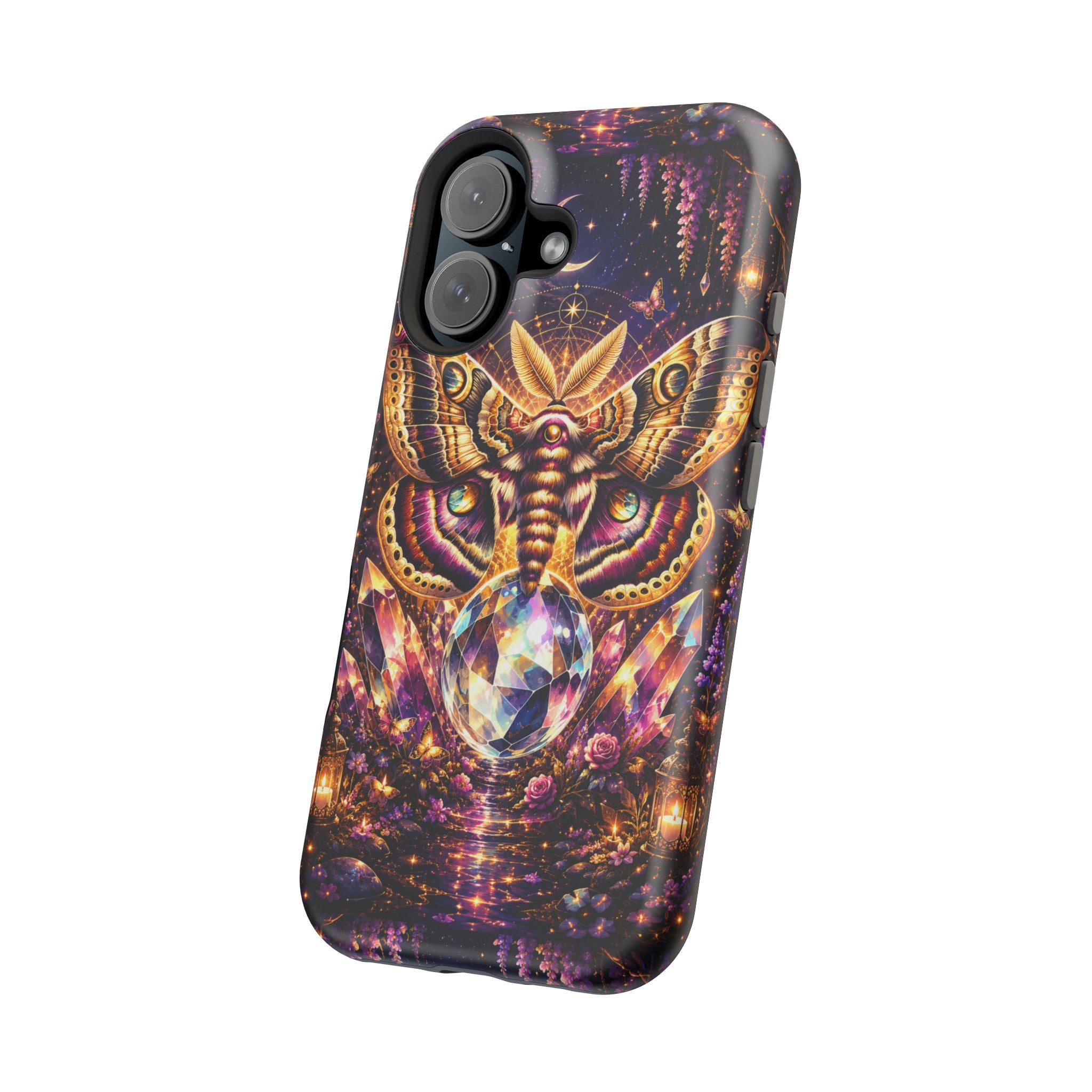 Mystic Moth Crystal Phone Case – Jewel-Toned MagSafe-Compatible Cover