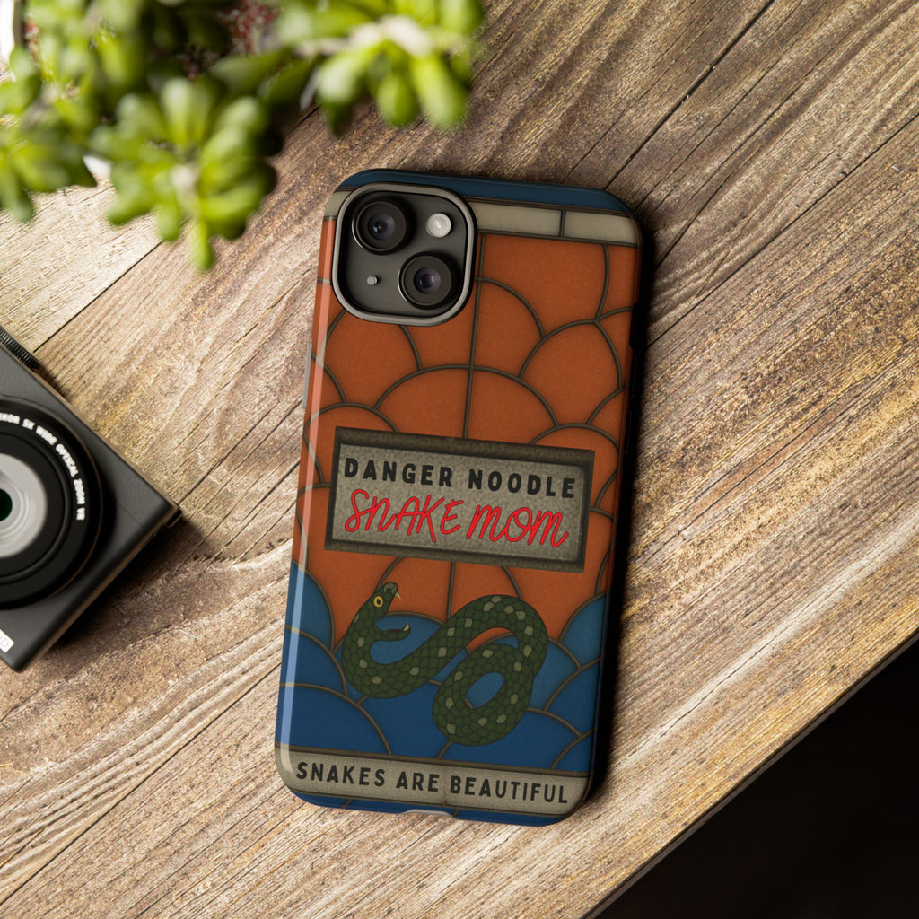 Danger Noodle Snake Mom Phone Case | Snakes Are Beautiful |Stained Glass Snake Art | Funny Snake Lover Gift |  Reptile Mom Phone Cover