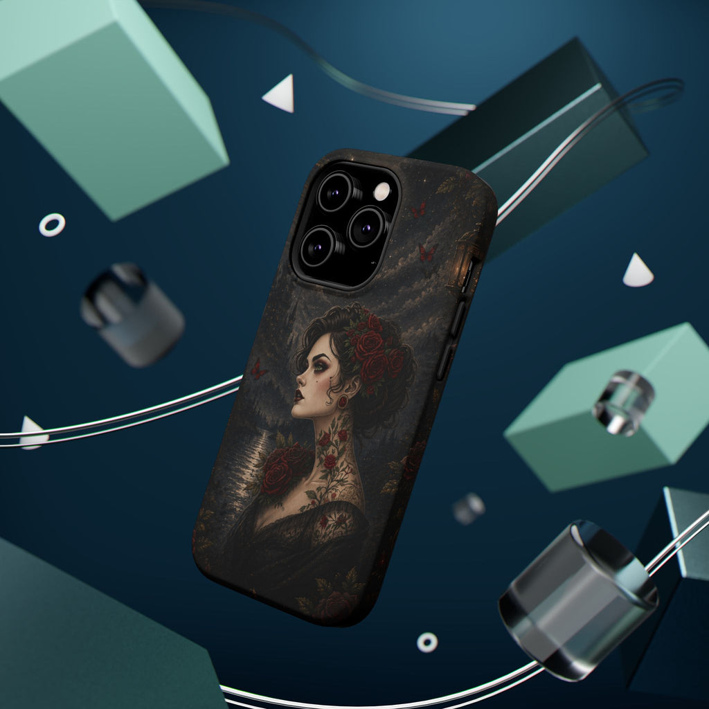 Gothic Rose Portrait Phone Case – Dark Romance MagSafe-Compatible Cover