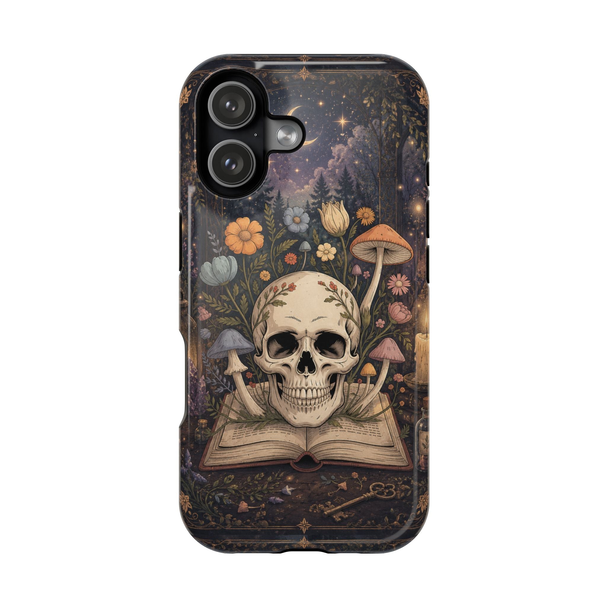 Skull & Mushroom Phone Case – Gothic MagSafe-Compatible Impact-Resistant Case