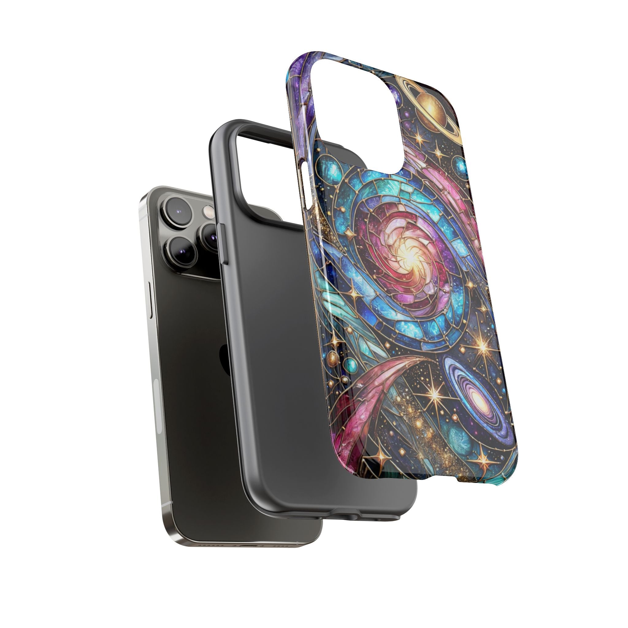 Galaxy Swirl Stained Glass Phone Case – Cosmic Celestial Cover